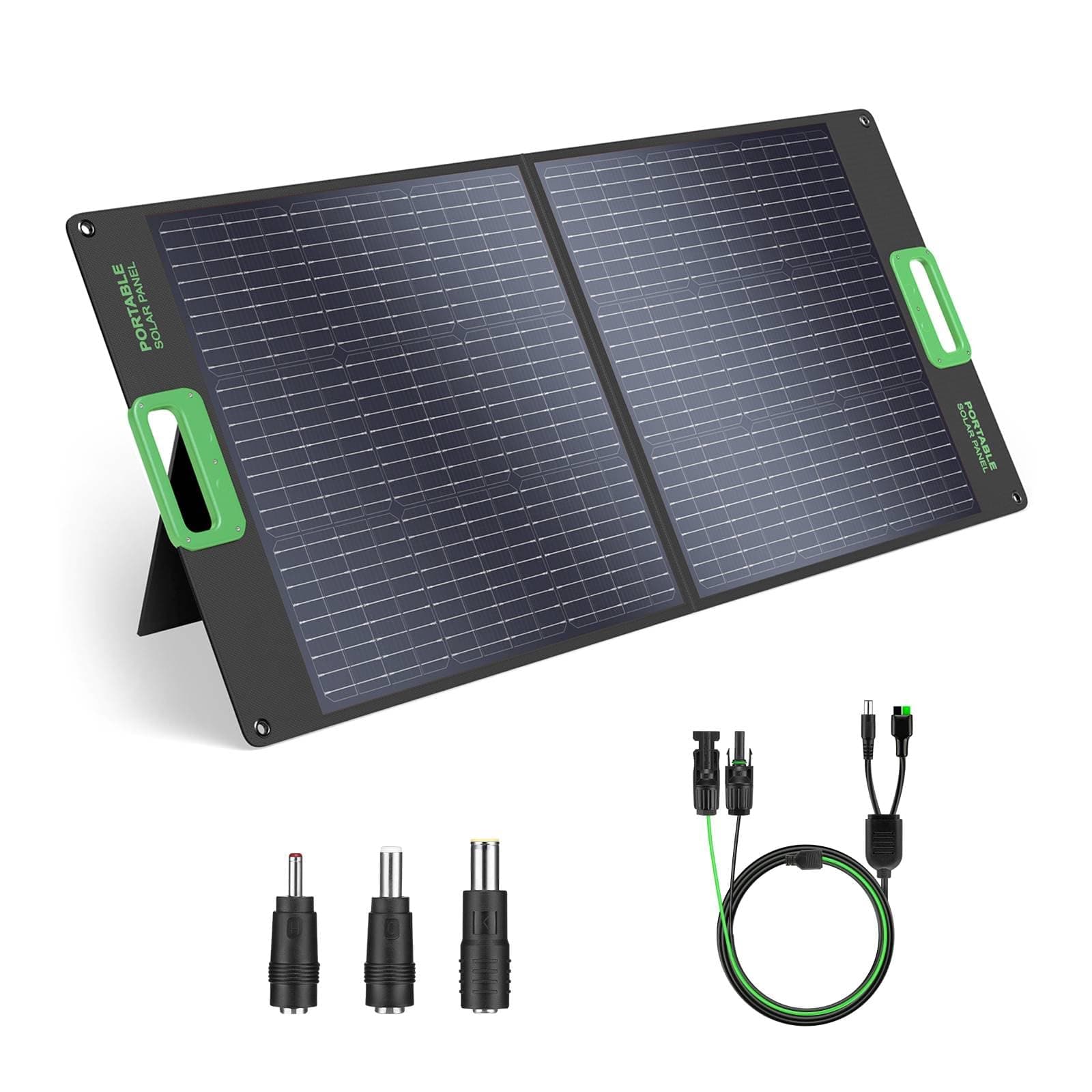 100W Portable Solar Panel for Power Station Generator, 20V Foldable Solar Cell Solar Charger with High-Efficiency Battery Charger for Outdoor Camping Van RV Trip