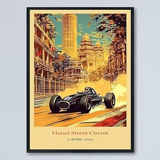 Vintage F1 Racing Hanoi Street Circuit 5 AVRIL 2020 Poster, Race Car Print, Vintage Car Racing Poster, Race Fan Gift, Executive Office Decor, F1 Gift Idea Ep2uS8