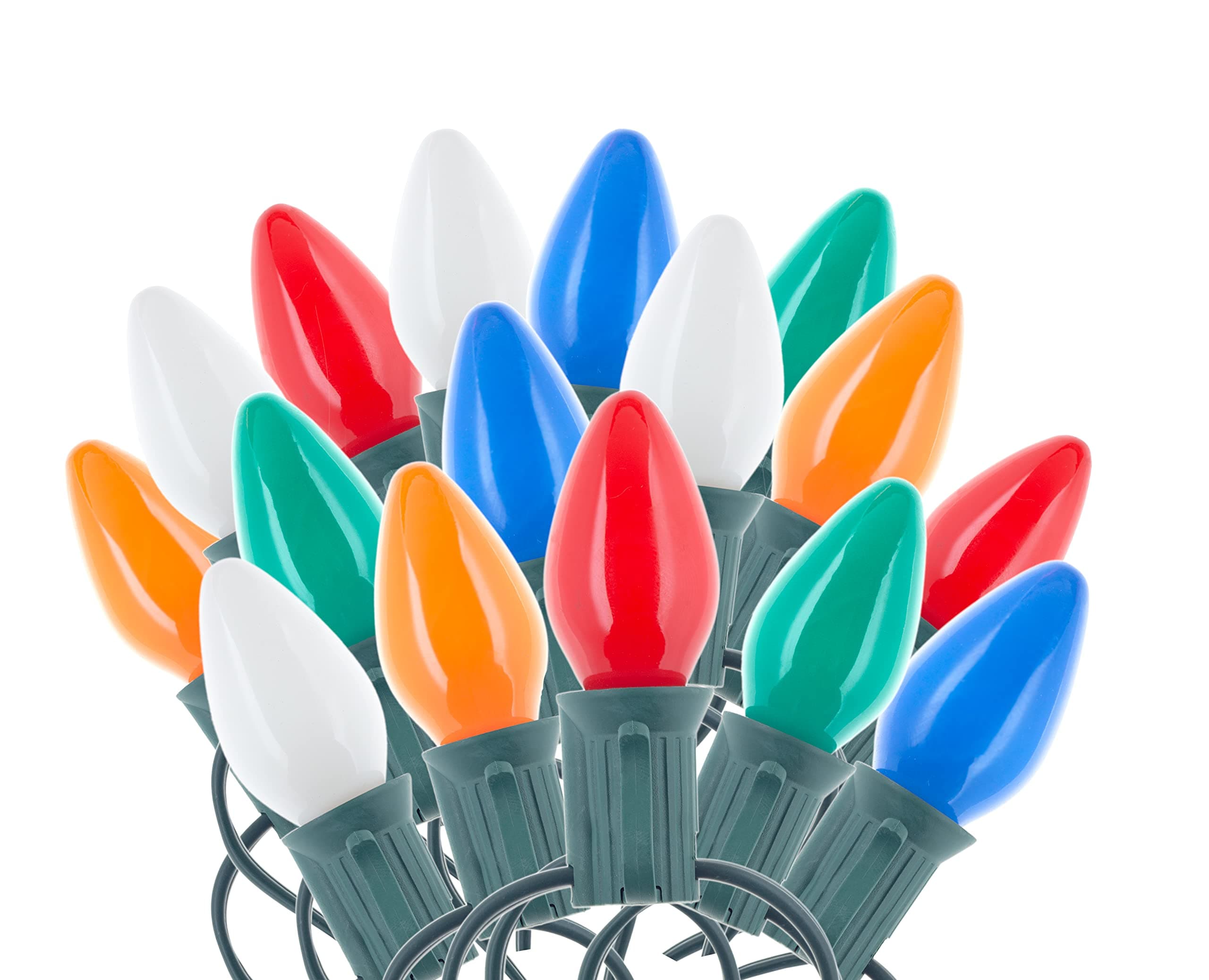 Creative Hobbies 25 Ft Multicolor Christmas Light String with C7 Incandescent Light Bulbs - Indoor/Outdoor Classic Christmas Holiday Decor Lights