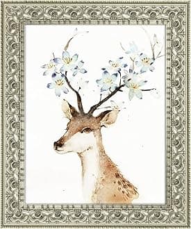 8X10 Ornate Finish Photo Frame, Silver Beige Color, Real Glass