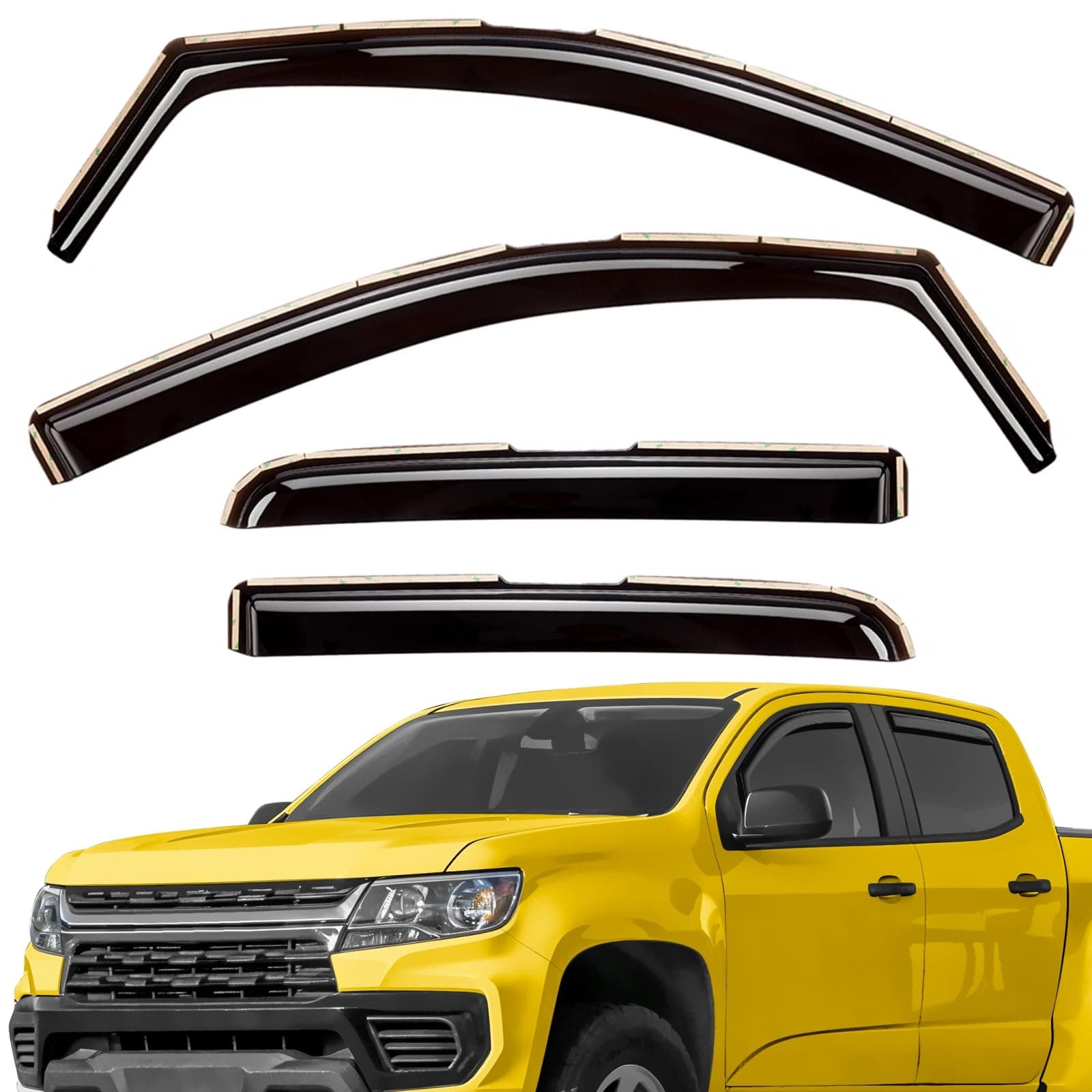 Extra Durable Window Deflectors in-Channel Window Visors Rain Guards Fit for Chevrolet (Chevy) Colorado 2015-2022 Crew Cab, Sun Visors, Wind Vent for Shades, Exterior Car Accessories - 4pcs. AG0275