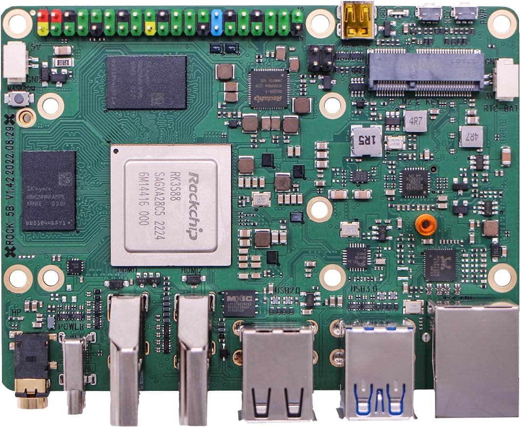 Official Rock 5 Model B 5B 8GB Single Board Computer Rockchip RK3588, 8Kp60, On/Off Button, eMMC Socket, 40-pin GPIO, Debian/Ubuntu