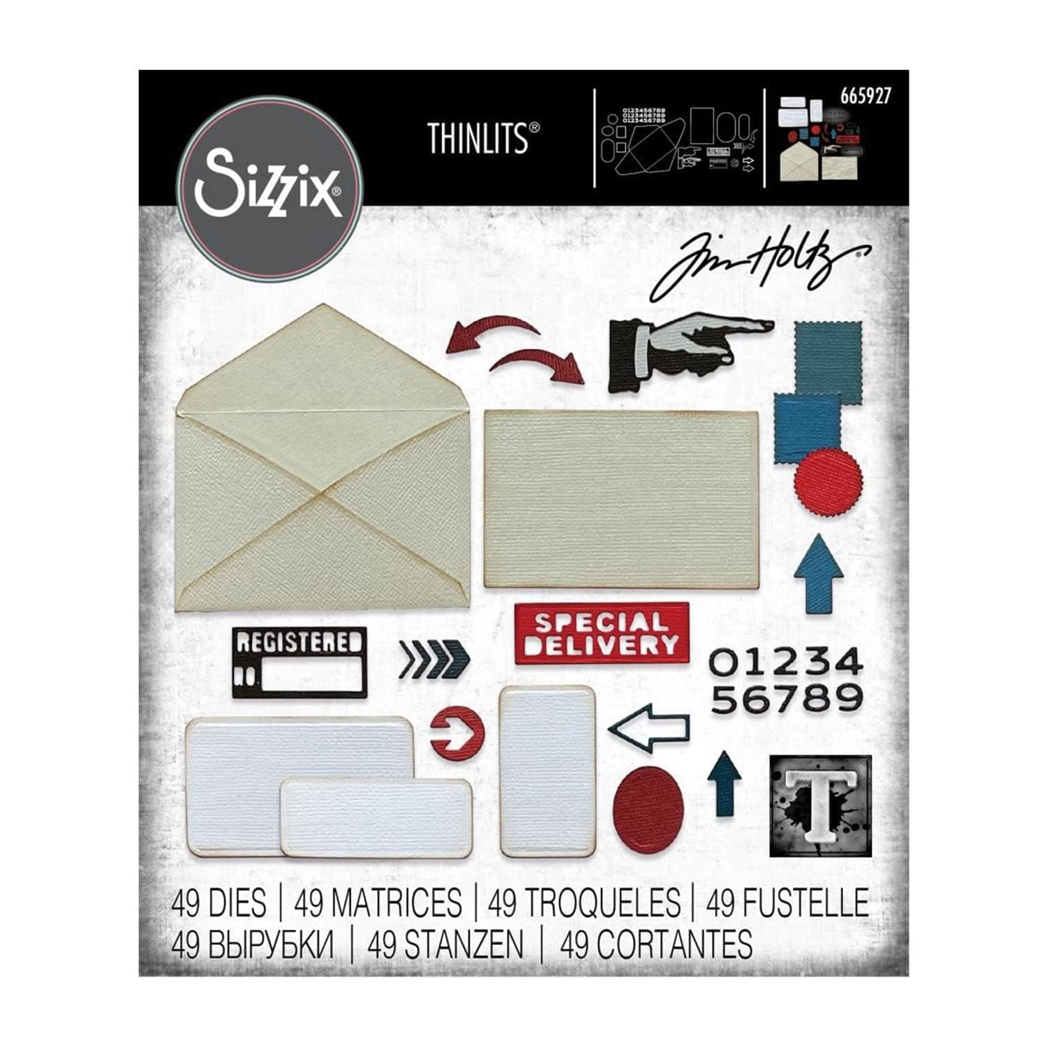 Thinlits Die Set 48PK Postale by Tim Holtz | 665927 | Chapter 3 2022, Multicolor, One Size