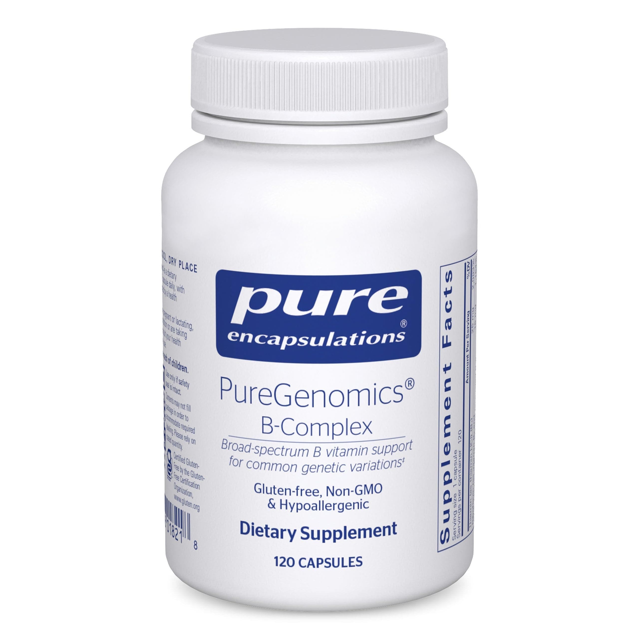 PureGenomics B-Complex - Broad Spectrum B Vitamin Support for Genetic Expression, Cellular Function, Hormone Production & Energy Metabolism* - with Vitamin B12 & B6-120 Capsules