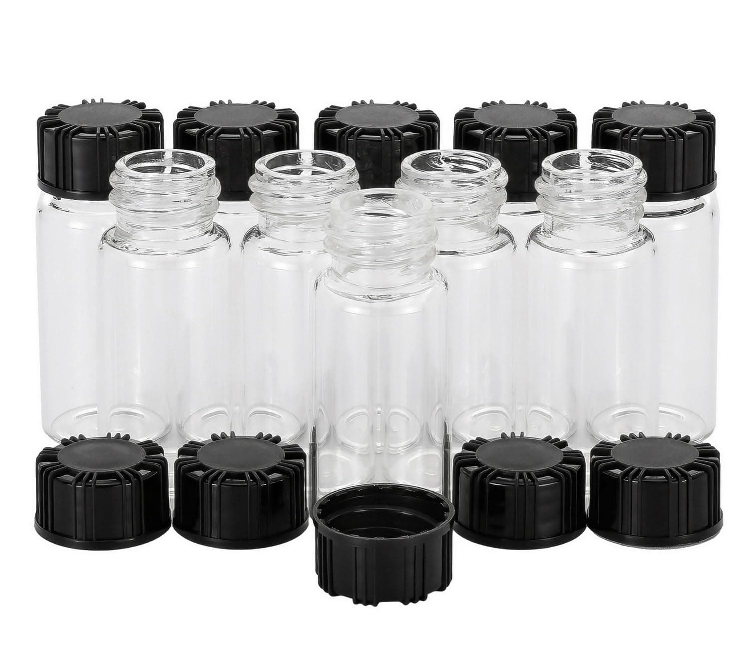 Clear Liquid Sampling Sample Glass Bottles Vials Screwcap Capacity 10ml (1/3 Oz) Pack of 10 (Clear)