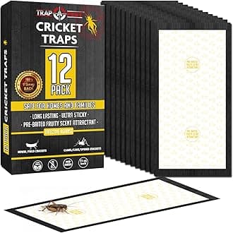 Cricket Traps Indoor (12 Traps) Extra Large Bug Sticky Traps - Non-Toxic Extra Sticky Glue Traps for Bugs - Pre-Baited Fruity Scent Crickets Bug Trap Indoor - Insect Glue Traps for Bugs - Trap a Pest