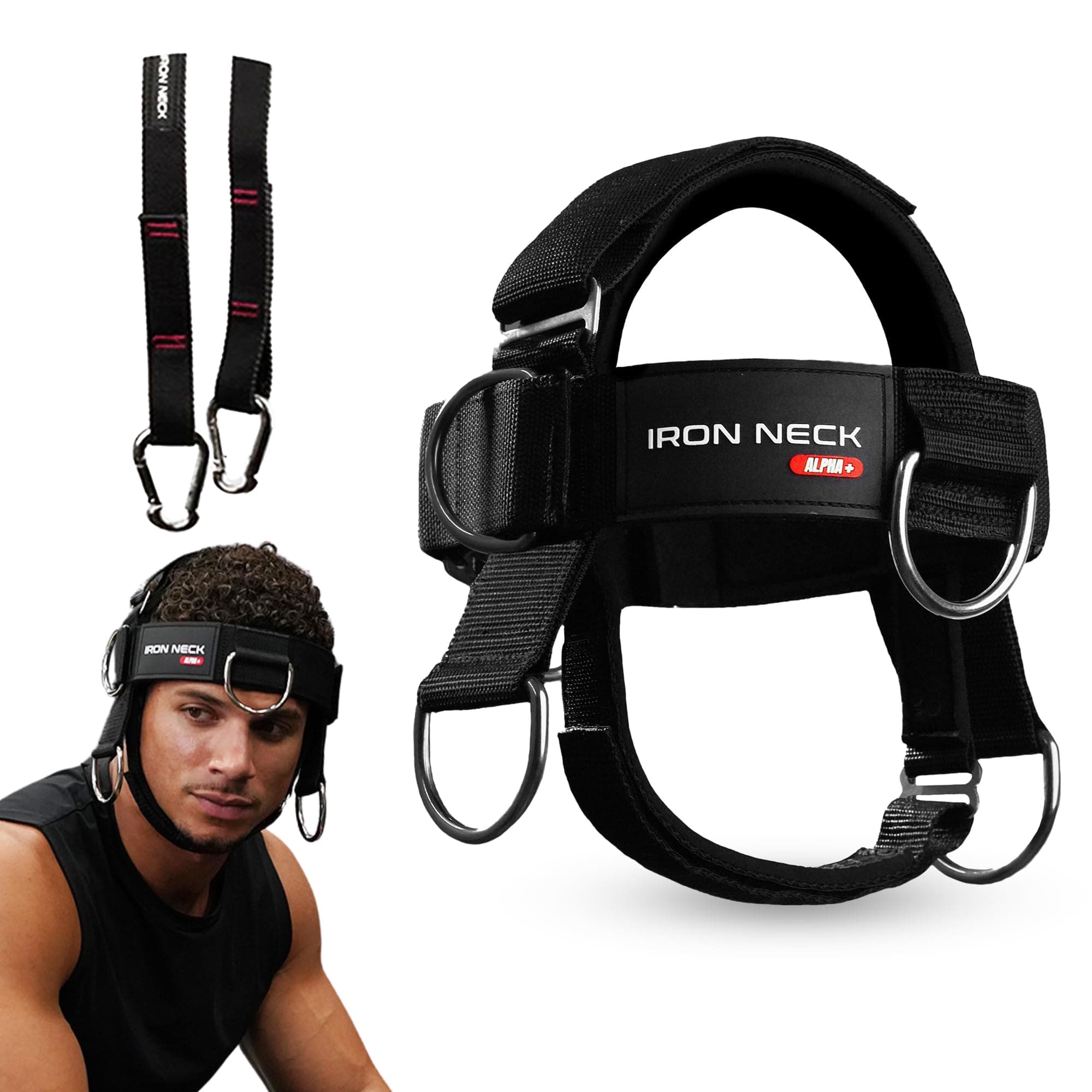 Iron Neck , Versatile Neck Exerciser, Strengthener and Trainer with Adjustable Head and Chin Strap, Portable Head Harness for Weight Lifting, Home and Gym Use