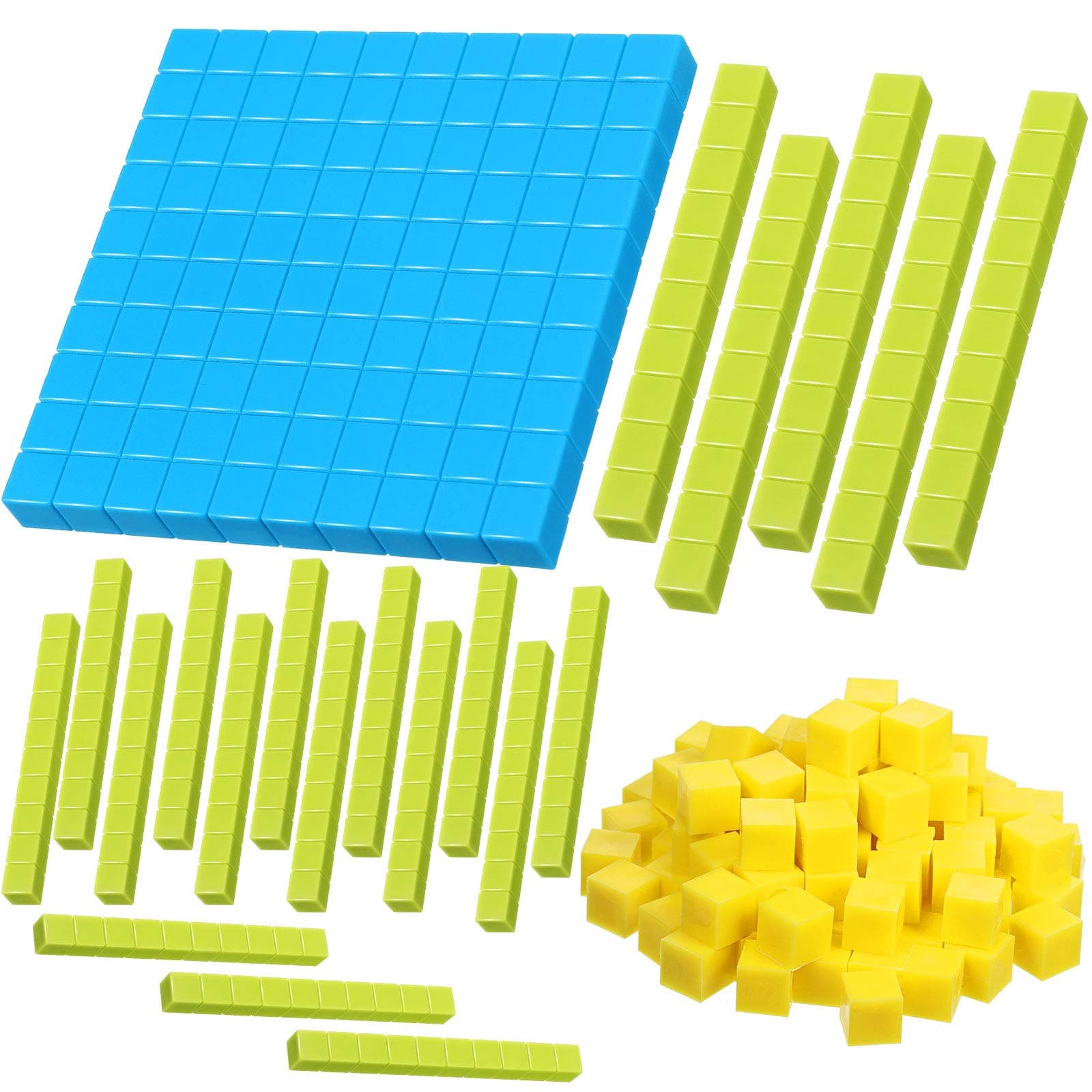 Sumind 121 Pieces Base Ten Blocks 3 Color Plastic Base Number Concepts and Counting Units Tens and Ones Blocks Kids Educational Cubes Math Learning Tools for Teachers Kindergarten 1st 2nd 3rd Grade