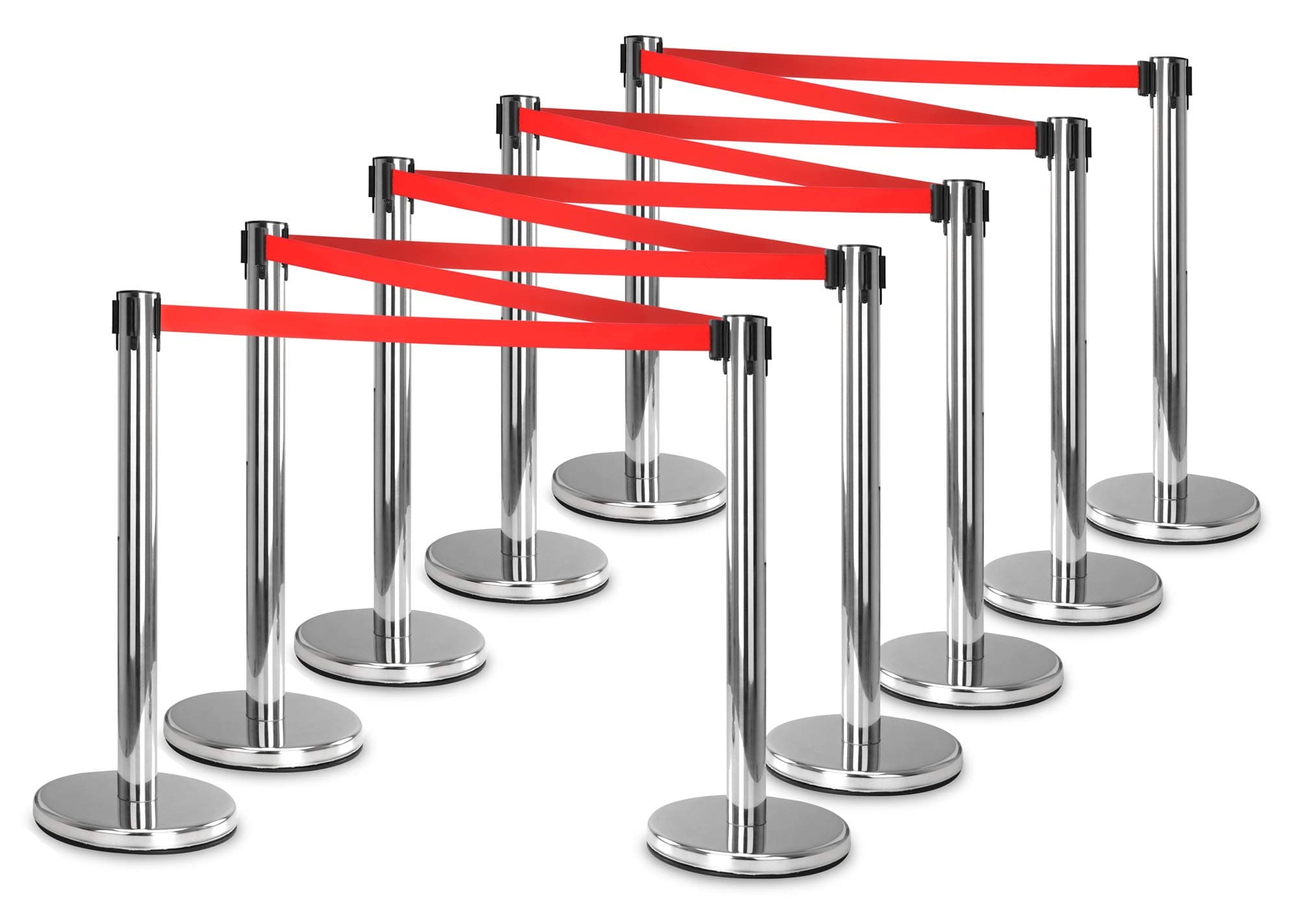 Stagecaptain PLS-200S Barricade Crowd Direction System – Silver 10-Piece SET
