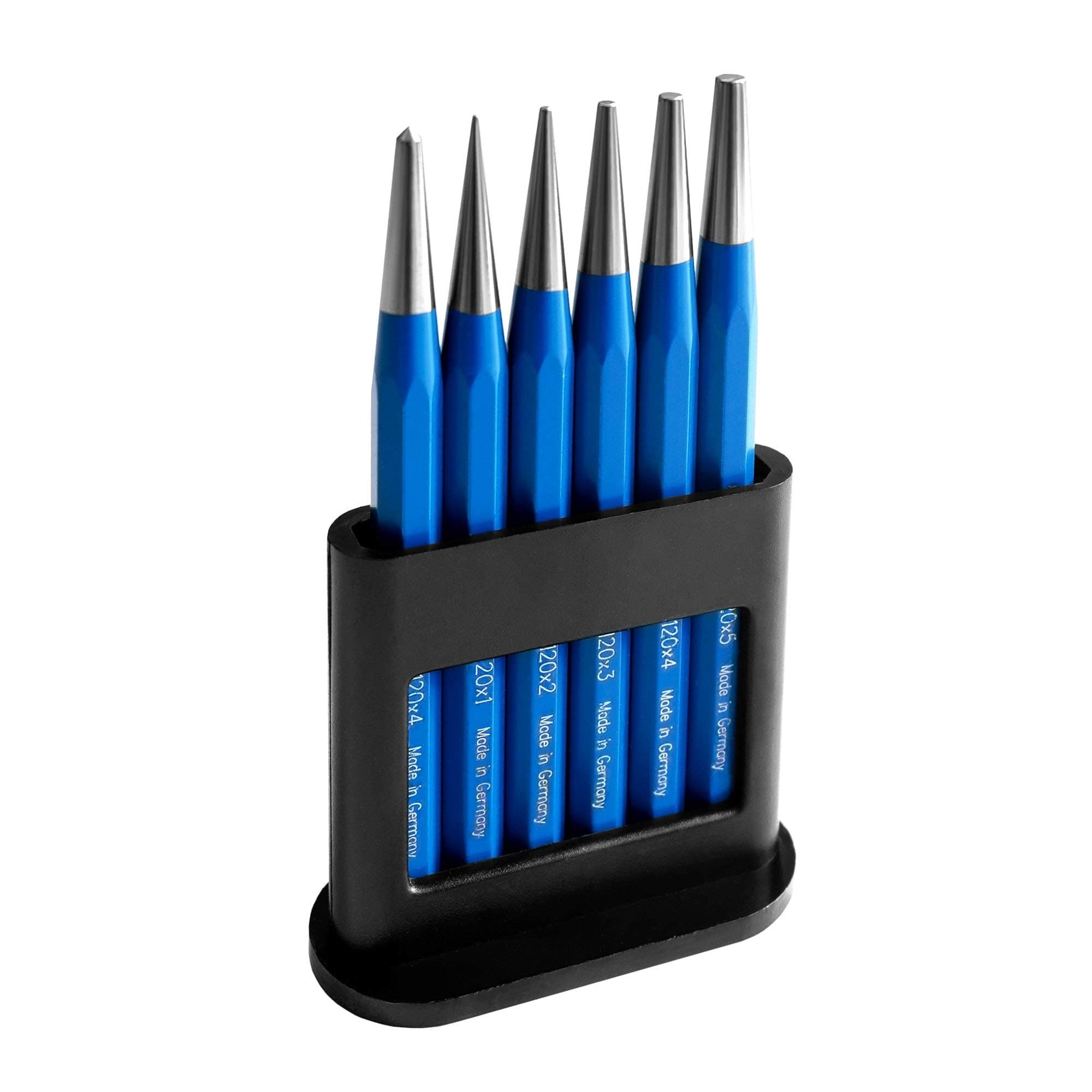 S&R Heavy-Duty Punch Set – 6-Piece, Chrome Vanadium Steel, German Made, 1-5mm Drift Punches + Centre Punch