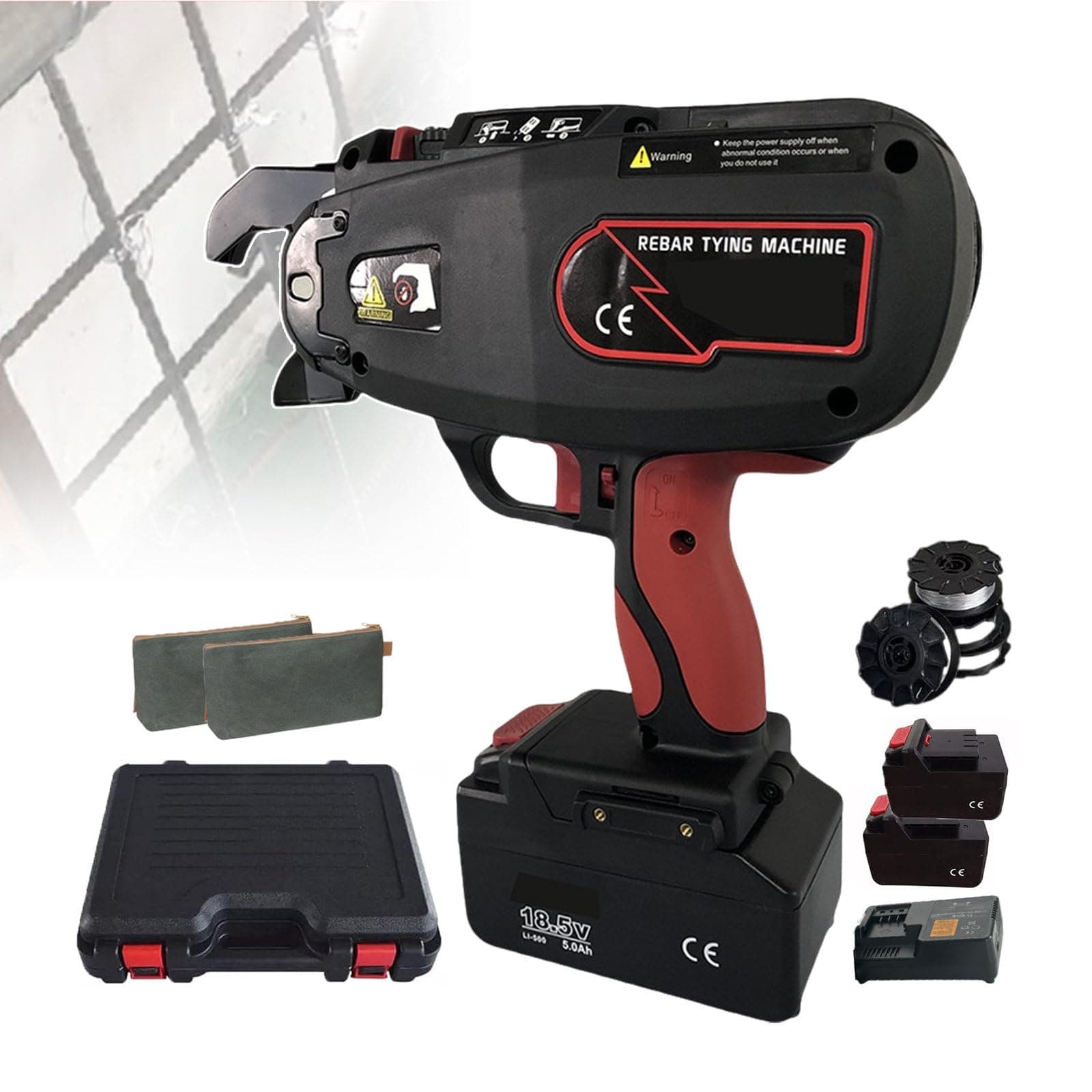 Rebar Tying Machine, 4-45mm Automatic Rebar Tier Tying Tool, Electric Rebar Binding Machine with Rechargeable Battery, Steel Wire Rebar Tying Tool