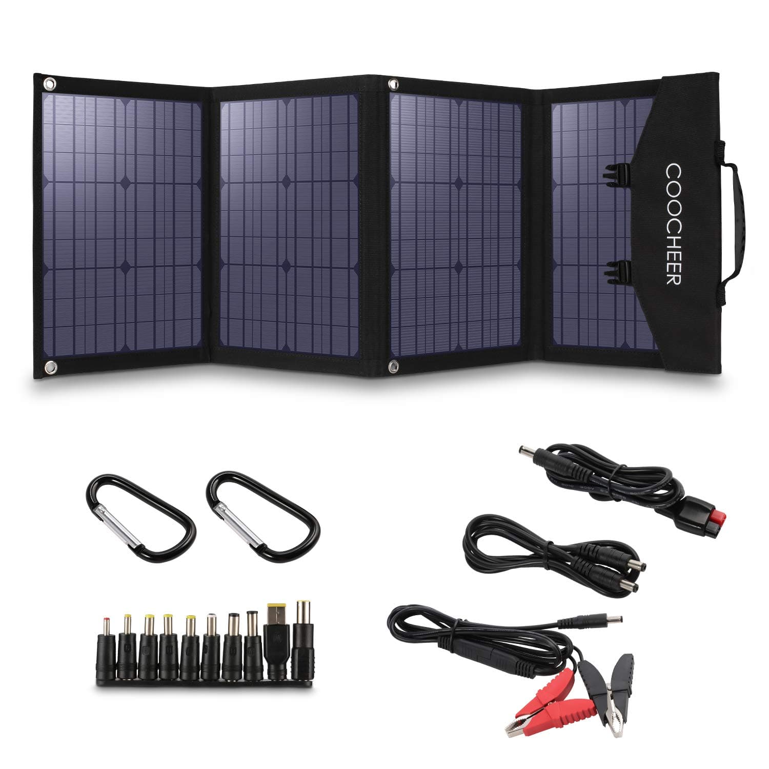 COOCHEER Solar Panel 120W, Portable Solar Panel Charger /Foldable Solar Panel Kit/Power Station/USB Devices/Cars/Yacht with 2 USB Ports & 1 DV Port, Suitable for Phone, Tablet, Laptop, Camera, Cell