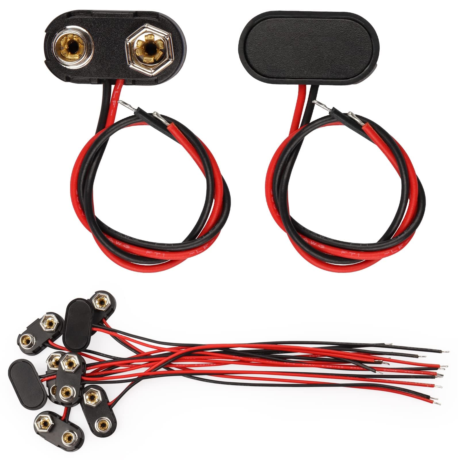 9V Battery Connector,10 PCS T-Type 9 Volt Battery Buckle Connector Hard Buckle Plastic Shell Used in Student Experiment,or Other Equipment with 9V Battery(T-Type, 10)