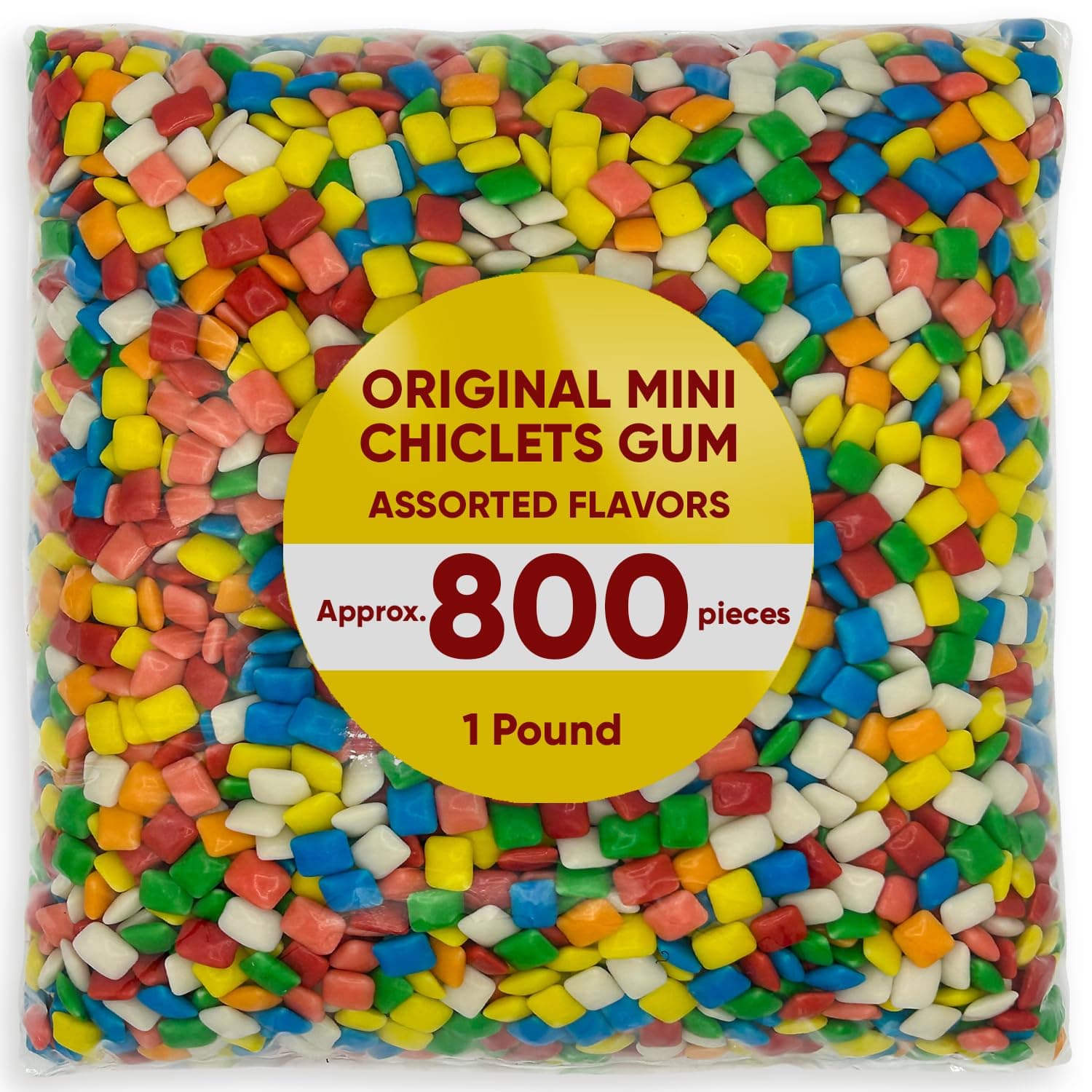 Original Mini Chiclets Gum for Bubble Machine, 1 Pound Candy Approx 800 Pieces, Assorted Flavors, Perfect for Gumball Machines - Mastic Gum Christmas Gum - Chiclets Chewing Gum - Chicle Gum for