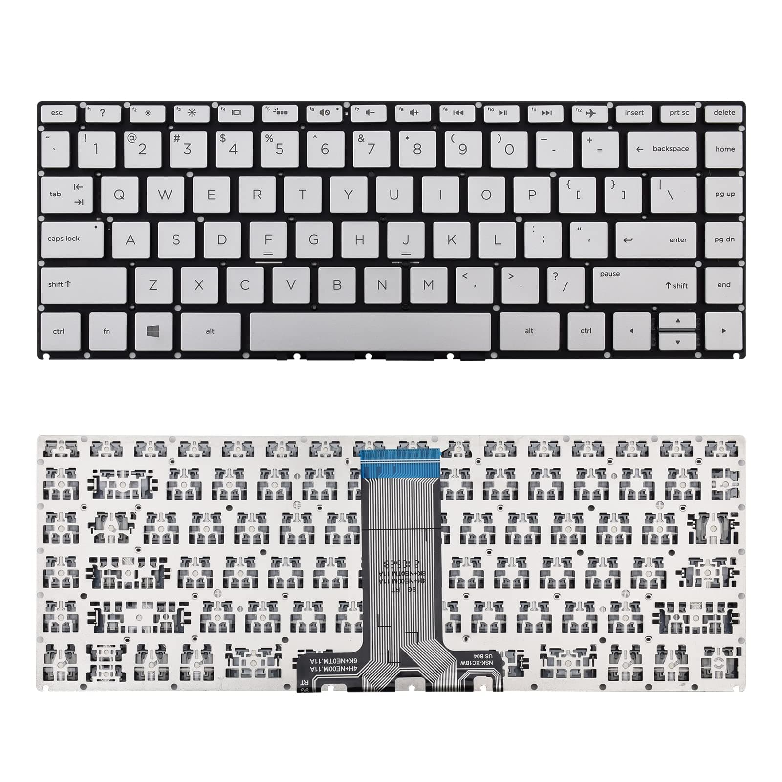 Replacement Keyboard Compatible with HP Pavilion 14-BF 14-BS 14-BK 14-BP 14-BW 14-CC 240 G6 245 G6 246 G6 Silver Keyboard Without Backlit US Layout