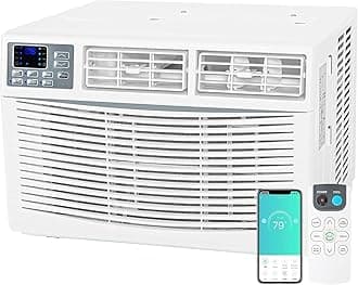 WiFi Enabled 8,000 BTU Window Air Conditioner, Smart Window AC Unit with Remote and Washable Filter, Energy Saving AC for Home, Bedroom, Cools up to 350 Sq. Ft