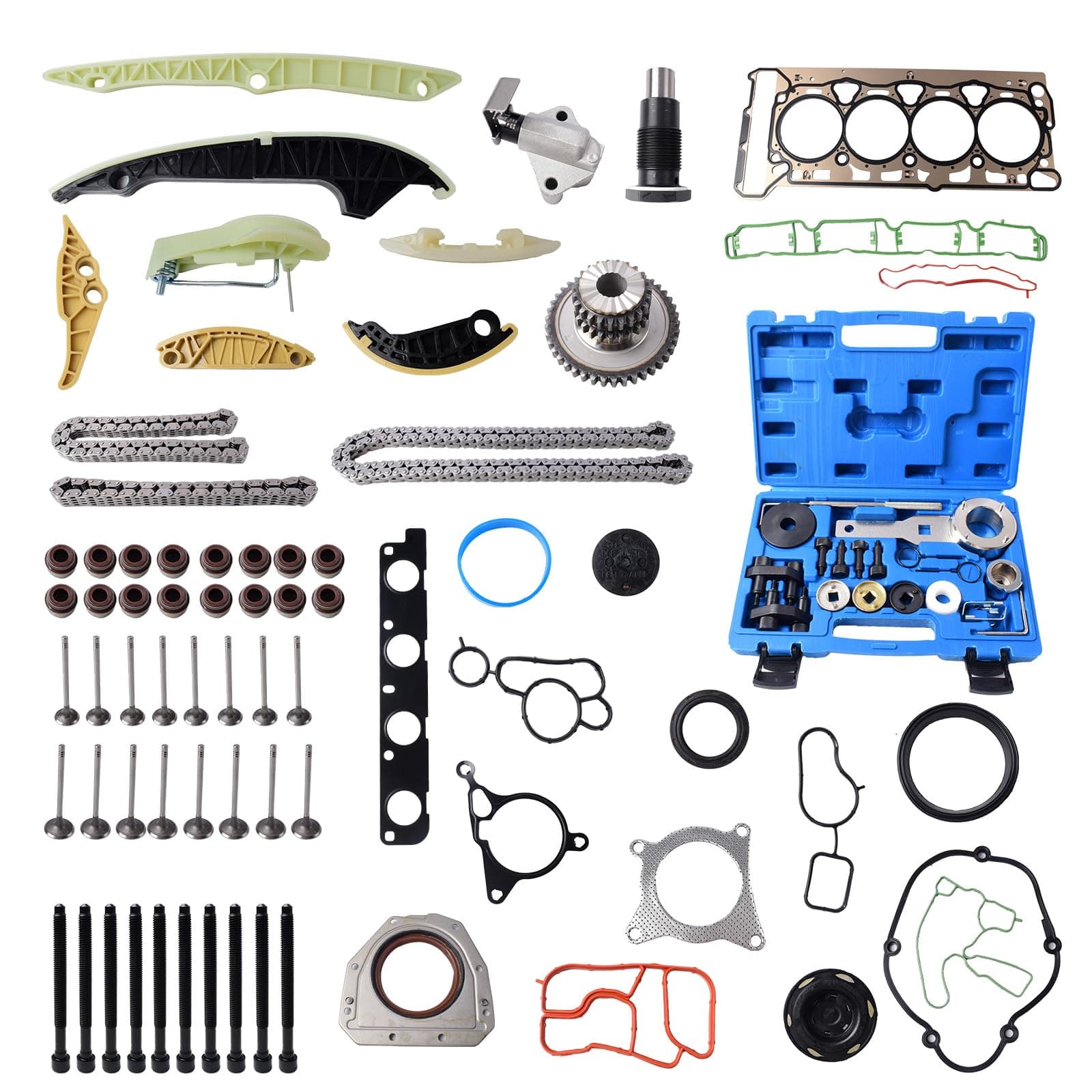 Timing Chain Kit wiht Tool Kit for 2009-2015 Audi A4 Q5 TT, for VW Jetta Golf GTI, Fit for 2.0T CAEB CCTA Engine, Include Valve Cover Gasket Set, Durable OE Standard Engine Timing Replacement Parts