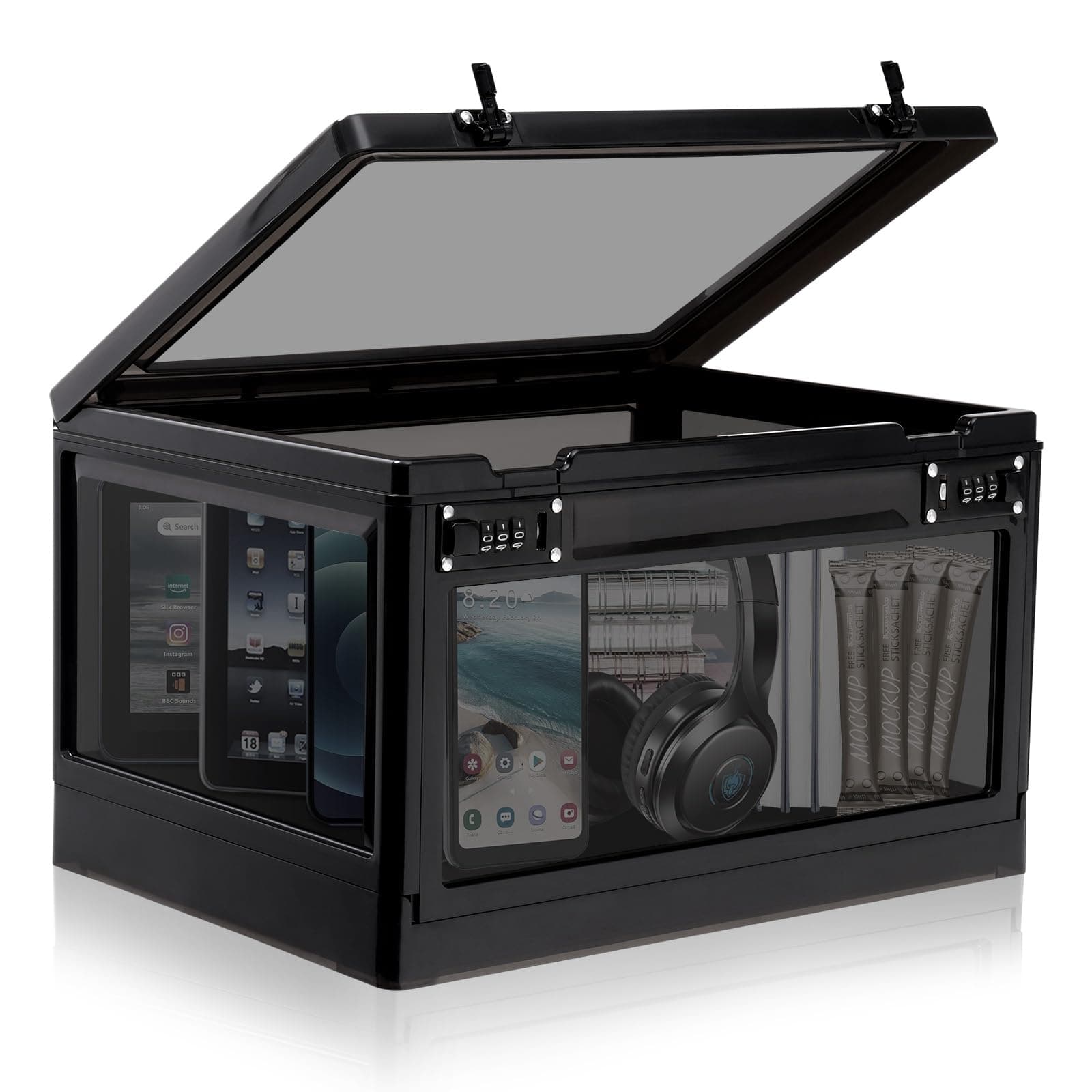 Lalifebuss Large Lockable Storage Box, 24 Litre Combination Lock Box for Personal Items/Office Locker/School/Medicine/Snacks/Phone Jail/Electronic/Home