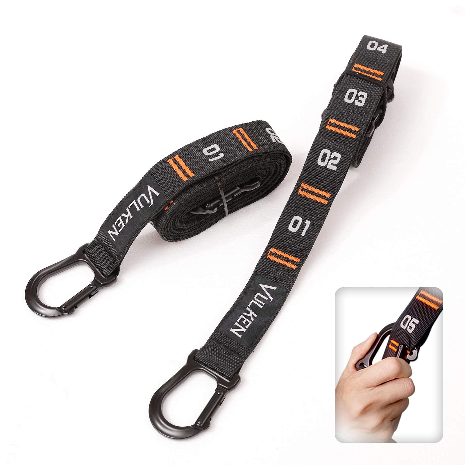 Adjustable Numbered Straps for Gymnastic Rings Carabiners Quick Hook System Easy to Set Up One Pair Strap Only