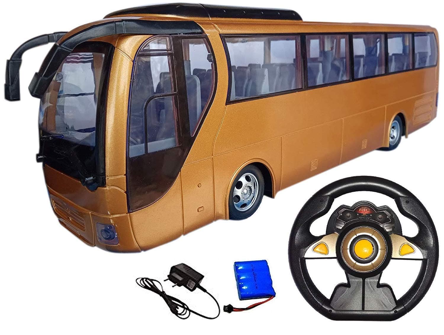 Magicwand® R/C ABS Plastic Rechargeable Deluxe Bus with Gravity Controlled Steering and Working Head-Lights【Pack of 1】【Colors as Per Stock】