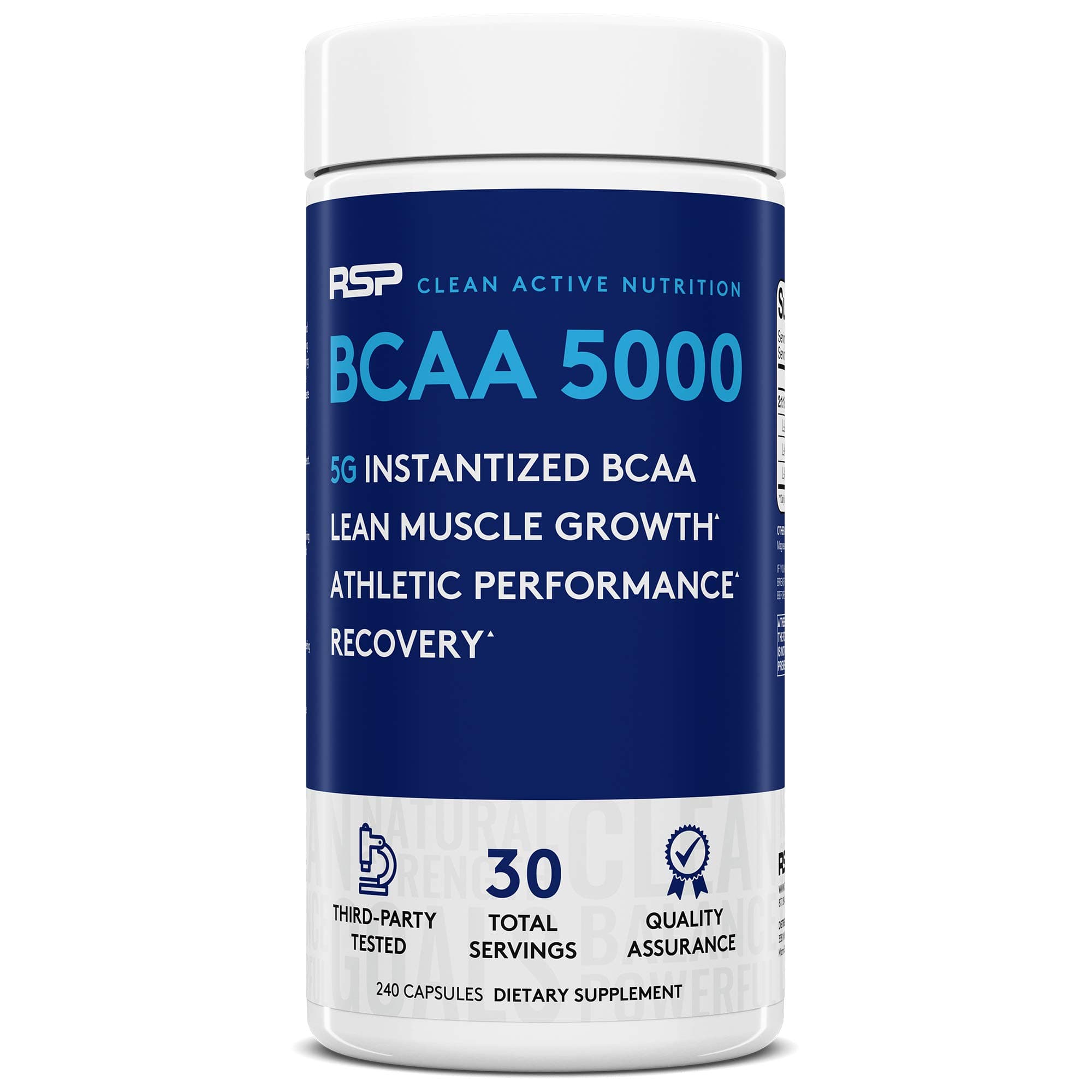 RSP NUTRITION BCAA 5000 (30 Serv), Premium BCAA Capsules for Post Workout Muscle Recovery, Endurance & Energy, 5g of Essential Branched Chain Amino Acids Per Serving