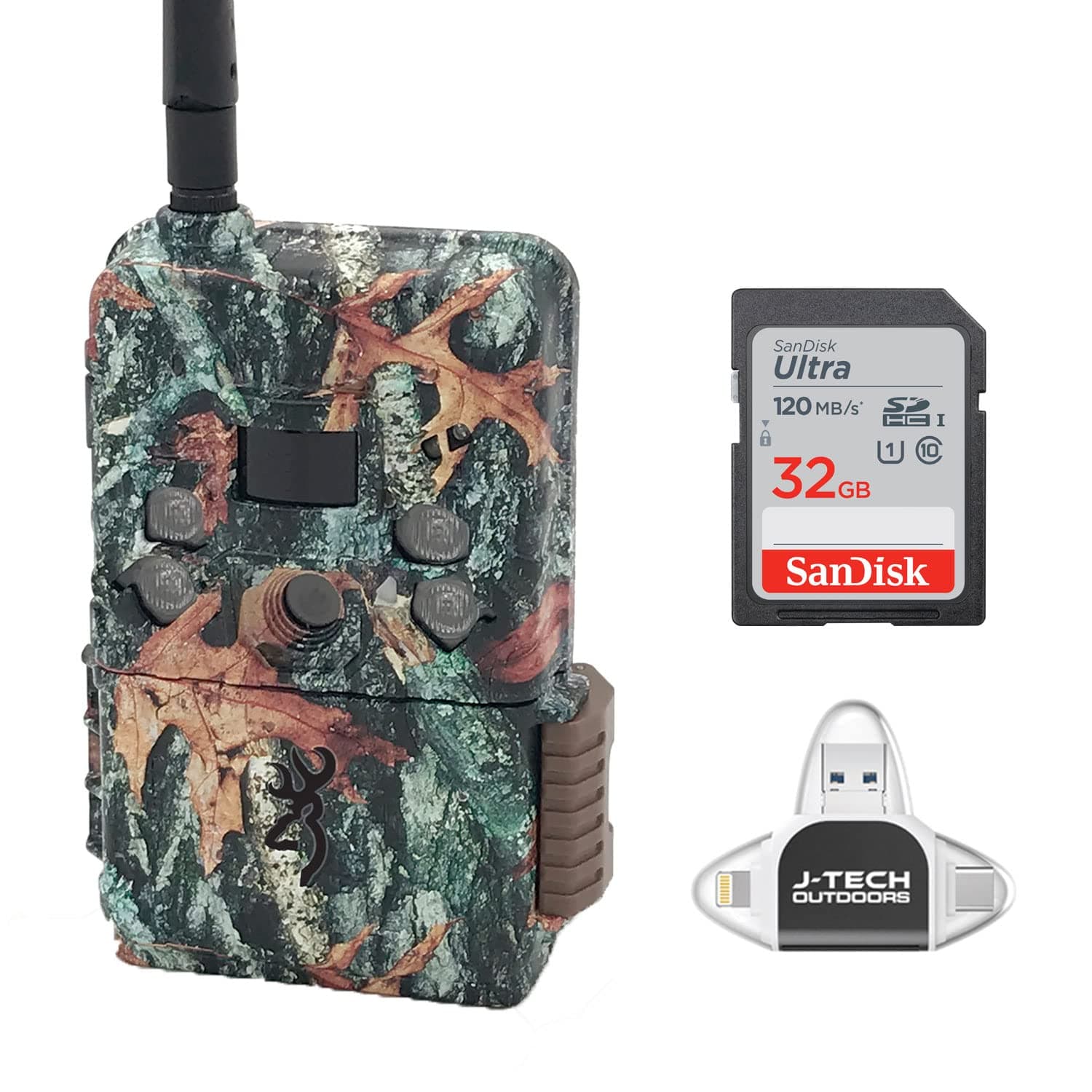 Defender Wireless Pro Scout Cellular Trail Game Camera (Verizon) Bundle Includes 32GB Memory Card and J-TECH USB Memory Card Reader Compatible with iPhone/iPad/Android (18MP) | BTCDWPS-VZW