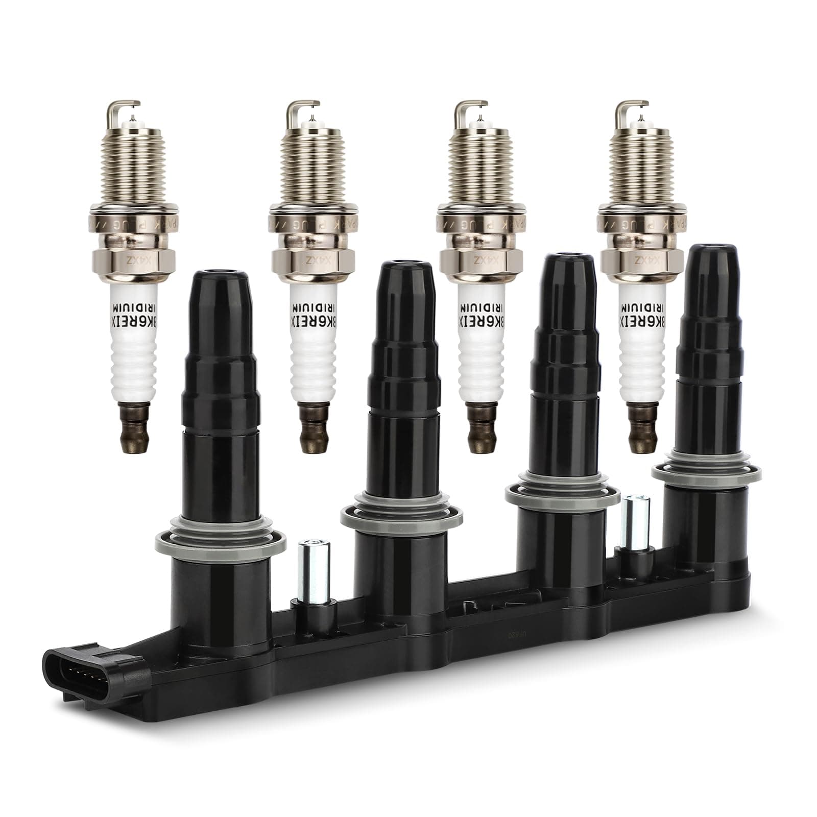 UF620 Ignition Coil & 4504 Double Iridium Spark Plug for 11-15 Chevy Cruze, 12-18 Chevy Sonic,09-11 Aveo Aveo5 /09-10 Pontiac G3 1.6L 1.8L L4 Replaces# 90919-02247 C1646 5C1703 D517C