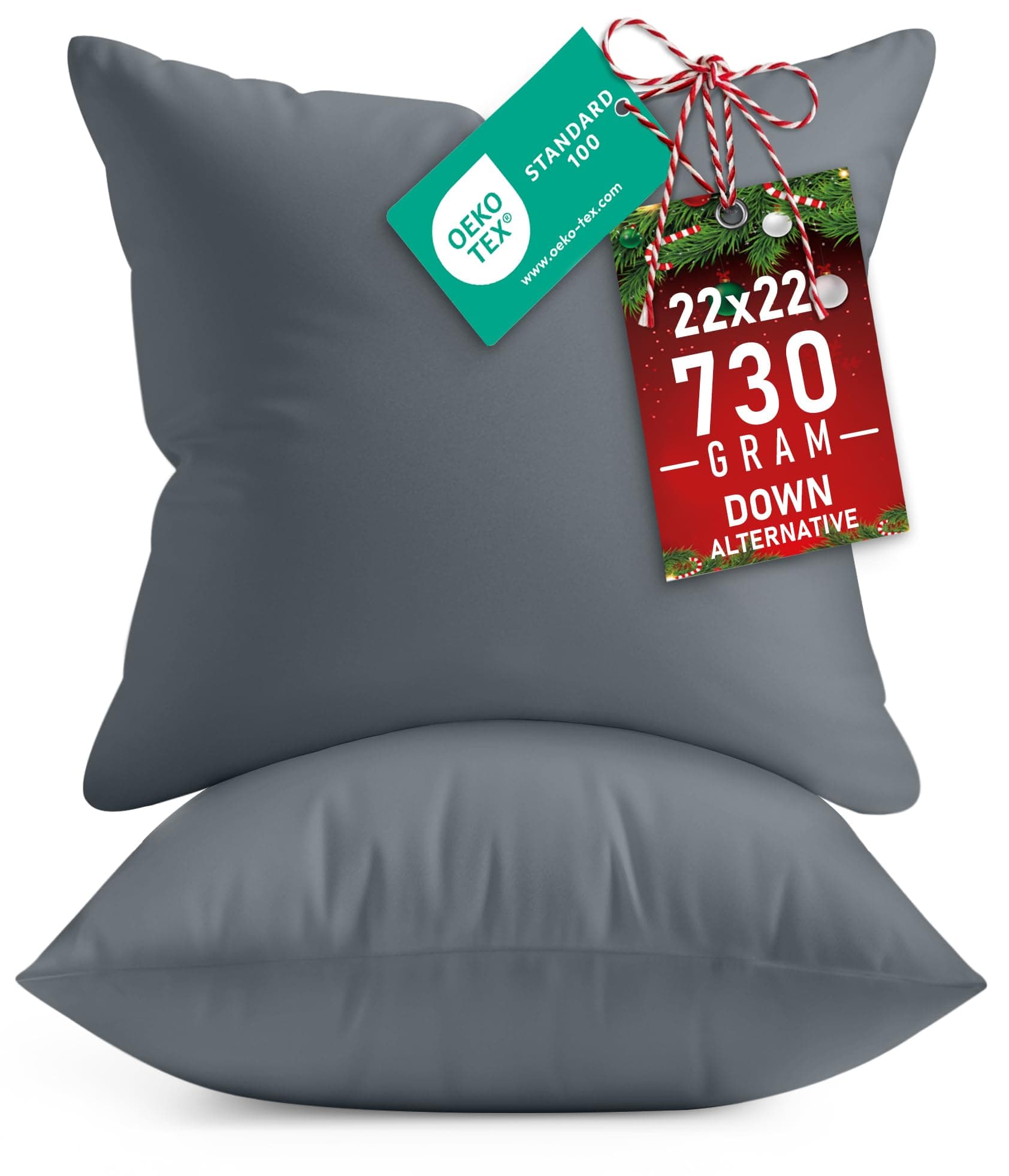 Utopia Bedding Throw Pillows Insert (Pack of 2, Grey) - 22 x 22 Inches Bed and Couch Pillows - Indoor Decorative Pillows (UB2651)
