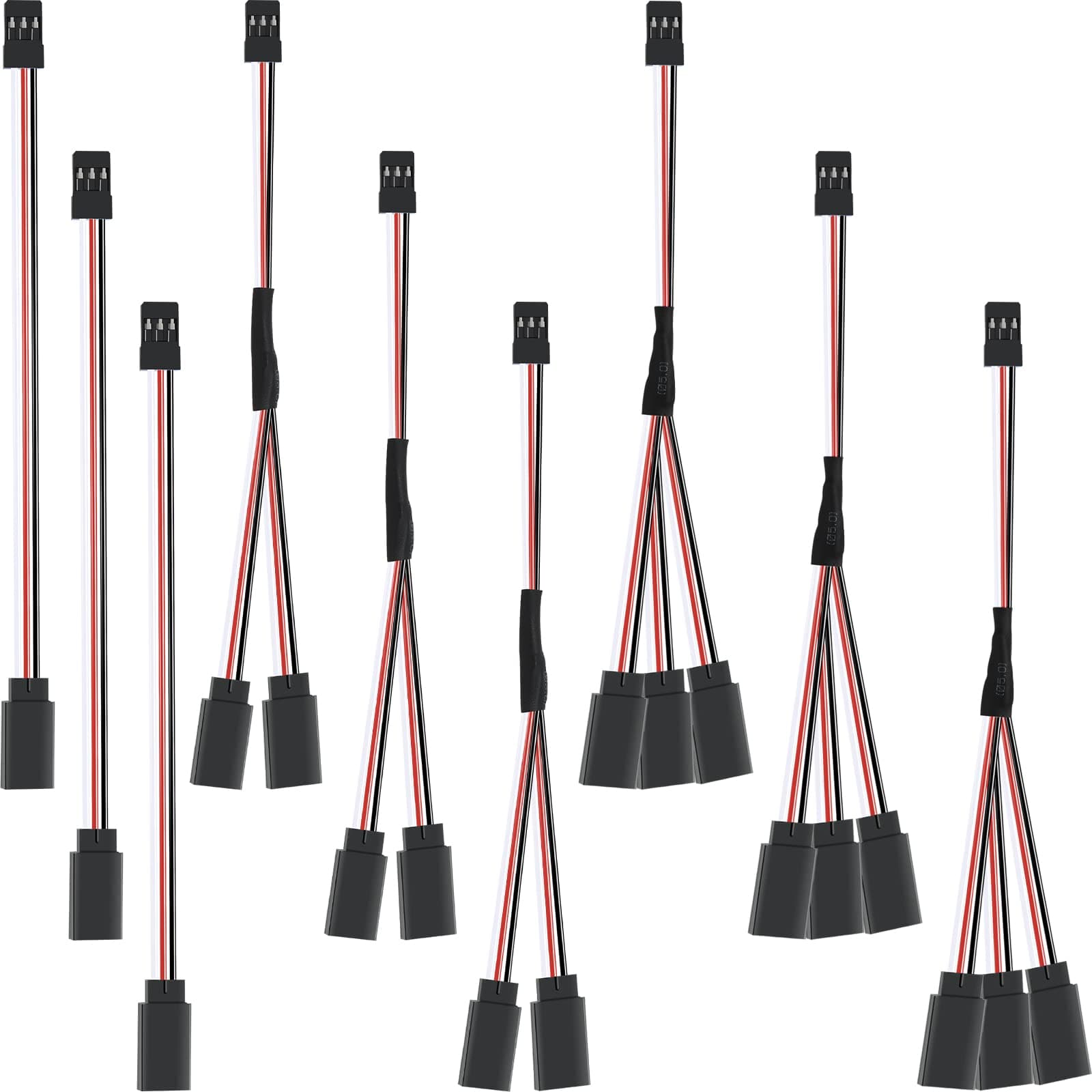 9 Pieces Y Connector 3 Pin Plug Splitters Servo Extension Male to Female Servo Extension Cord Wire Cable Compatible with Jst Rc Jr Futaba Rc Car or Airplanes(Mixed Style)