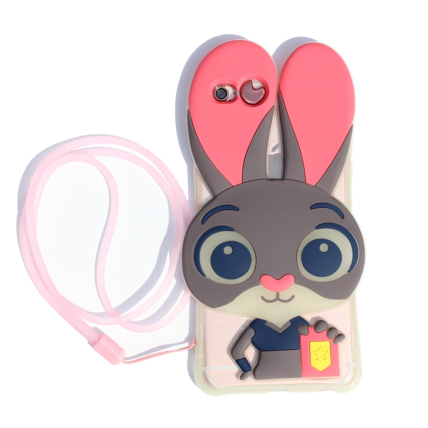 iPhone 6/6s Plus Cute Case, Nuoer rabbit Style Noctilucent Back Clear Case Cover Made of soft Slicone Anti Shake Heave Duty Shell with Straps for Fashion Girl and Women