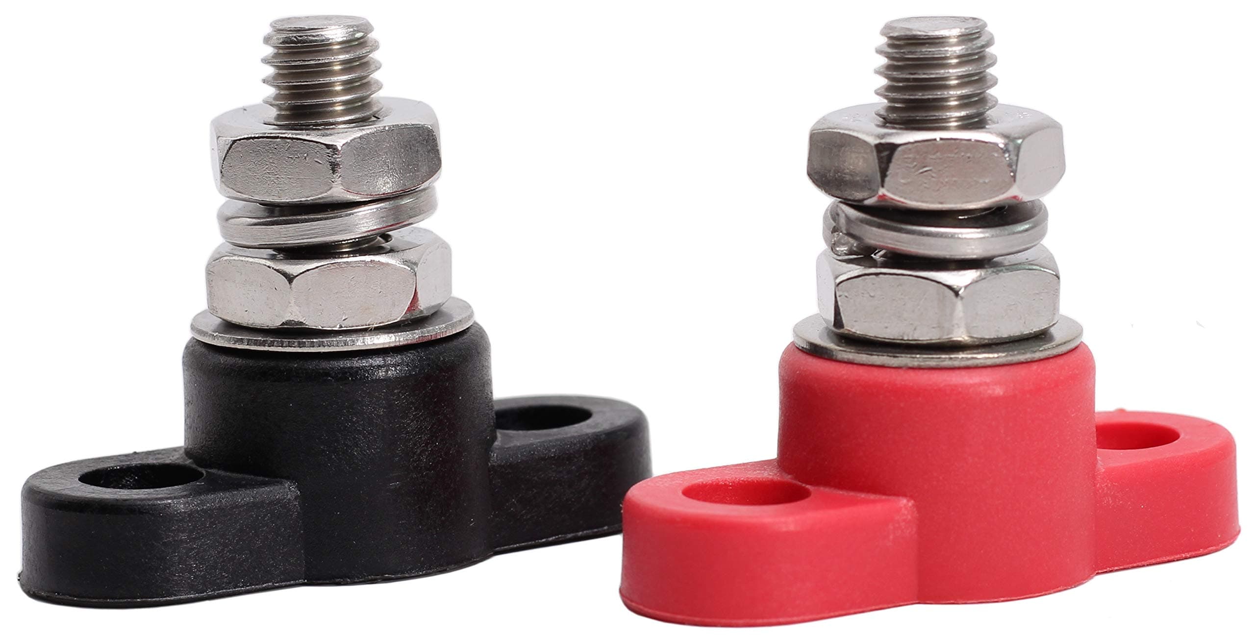 Fastronix Solutions3/8" Stainless Steel Single Stud Power and Ground Junction Block Red and Black