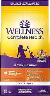 Wellness Natural Pet Food Complete Health Natural Grain Free Deboned Chicken & Chicken Meal Dry Cat Food, 5.5 Pound Bag