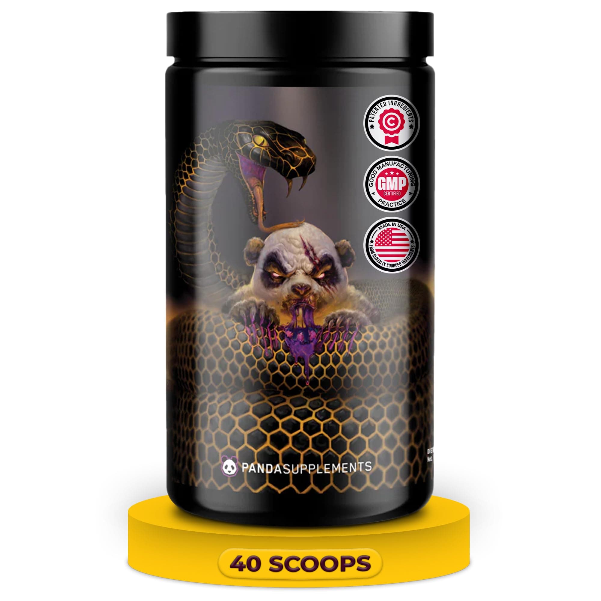 Underground Bio Labs Panda Supps Pandamic, Extreme Pre Workout for Maximum Performance, Pump, and Focus (40 Scoops) (Grape Bubblegum)