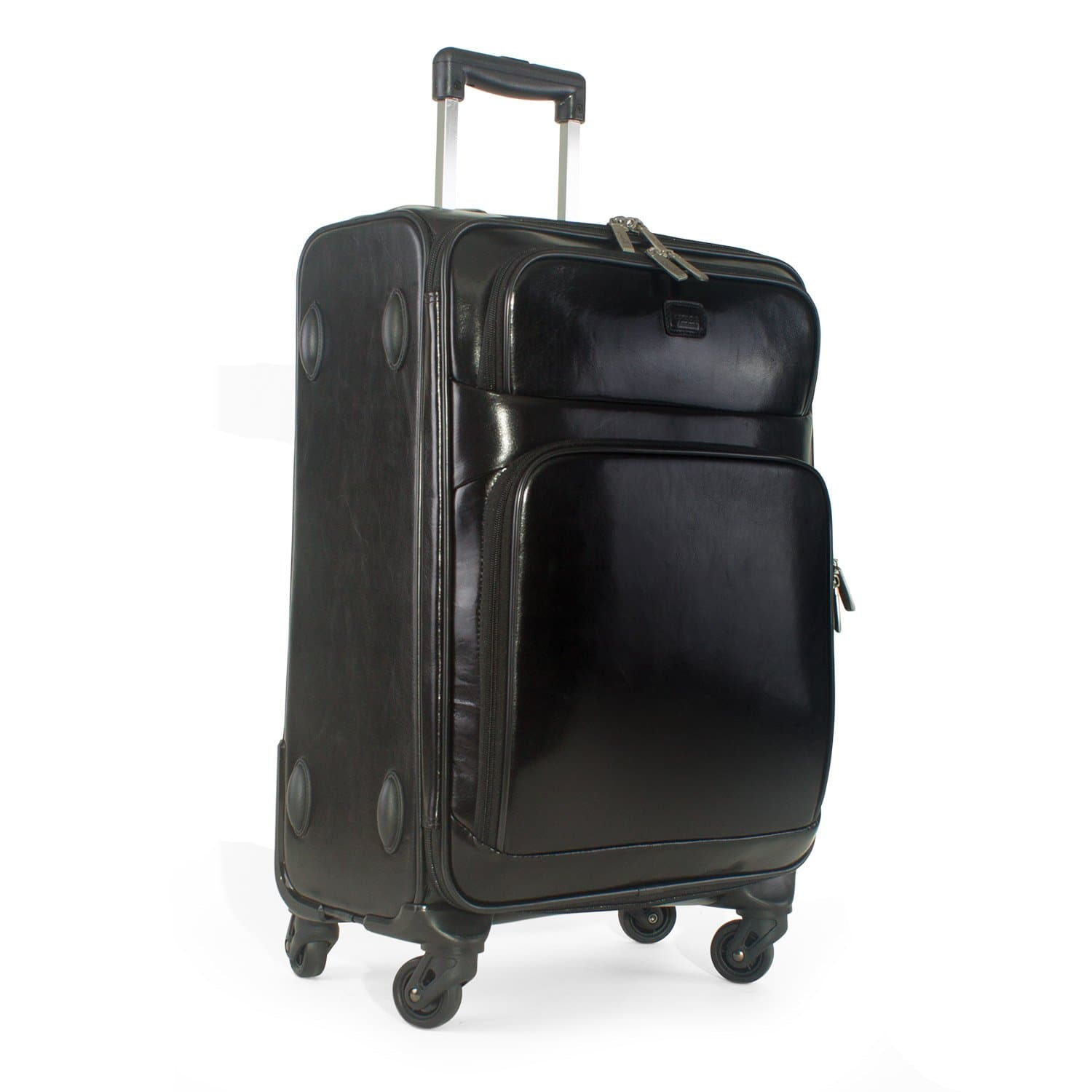 Condotti 4 Wheels Onboard Leather Trolley Roller Case, 50 cm, 43.8 L, Black