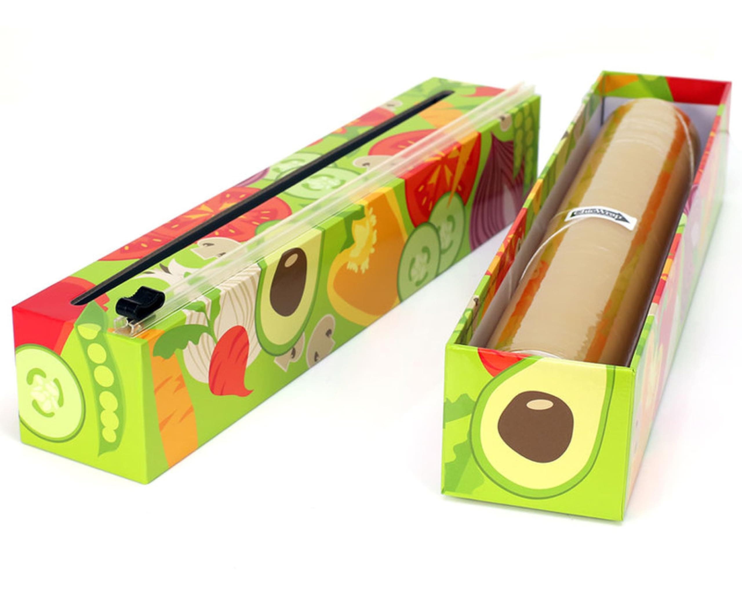 Chicwrap Veggies Refillable Plastic Wrap Dispenser/Slide Cutter and 250' of Professional BPA Free Plastic Wrap