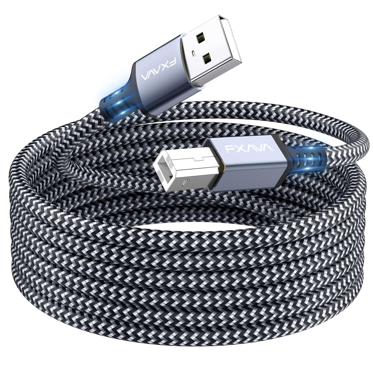 Printer Cable 6ft - USB Printer Cable Nylon Braided USB Type A to B Cord Compatible with HP, Canon, Epson, Dell, Brother, Lexmark, Xerox, Samsung etc