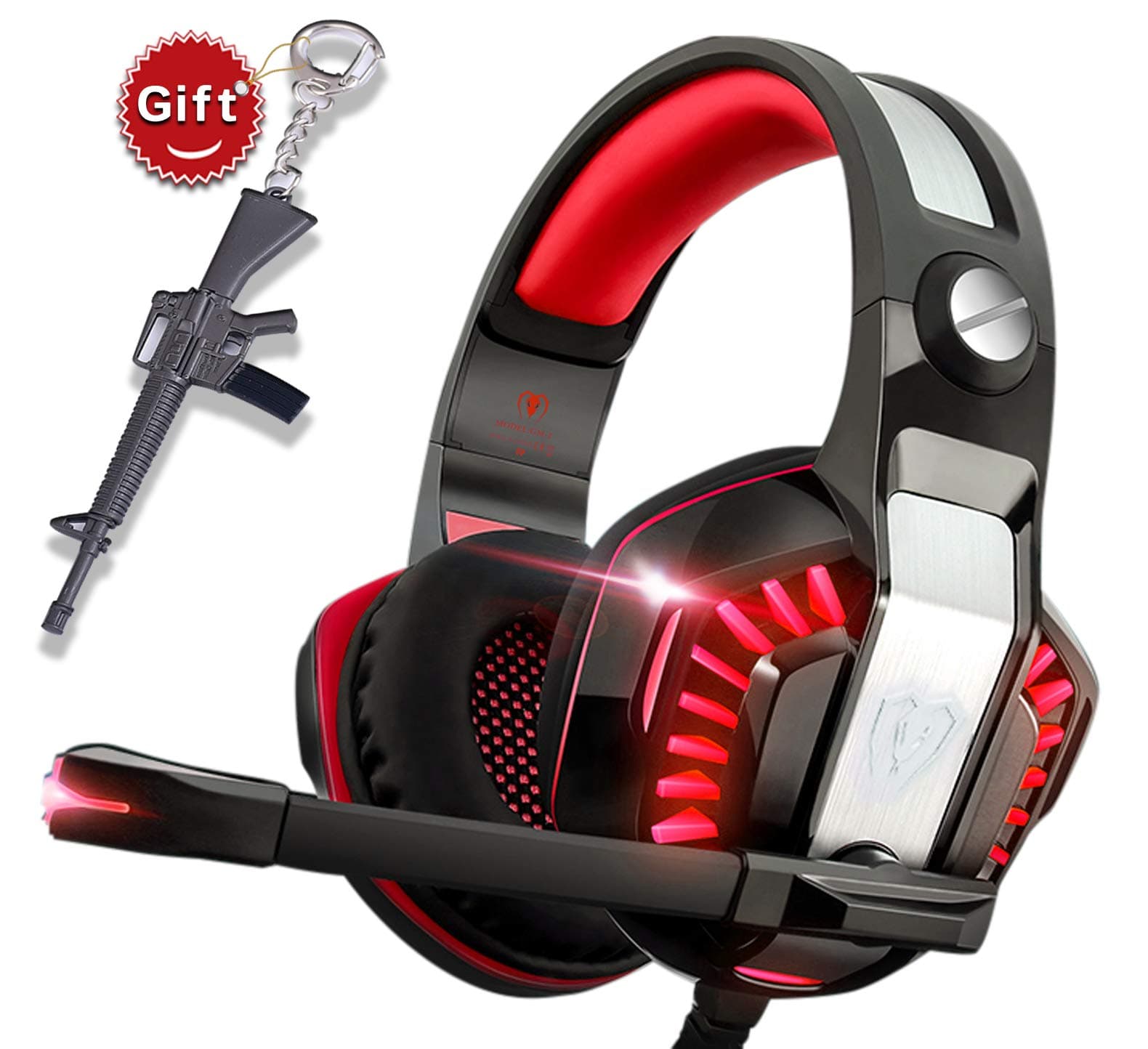 Gaming Headset for Xbox One,PS4,PC,Laptop,Tablet with Mic,Pro over Ear Headphones,Two Free 3.5mm Y Splitter,Noise Canceling,USB Led Light,Stereo Bass Surround for kids,Mac,Smartphones