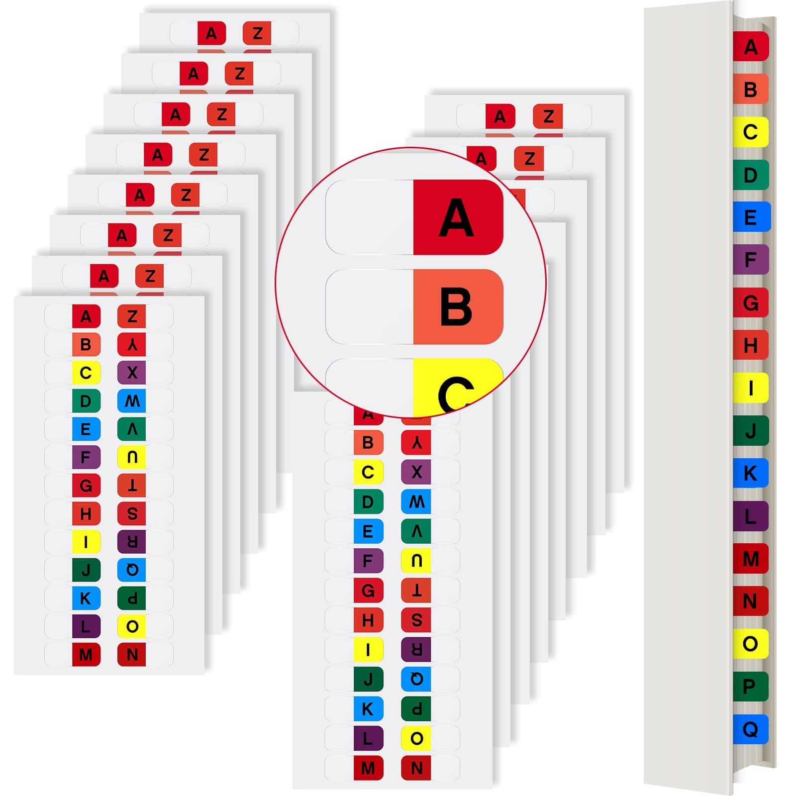 A-Z Tab Dividers for 3 Ring Binders Multicolor Tabs Alphabet of Contents Index Dividers Alphabetical Binder Divider for Notebook File Page Address Book Folder(416 Pieces)