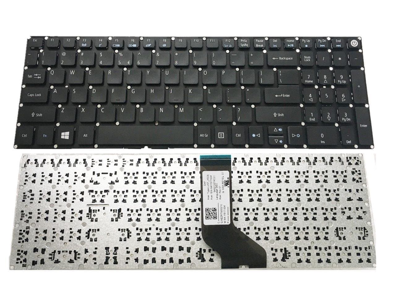 Replacement Keyboard Without Frame for Acer Aspire E15 E5-575 E5-575G E5-575T E5-575TG E5-575-54FX E5-575G-55NW, US Layout Black Color