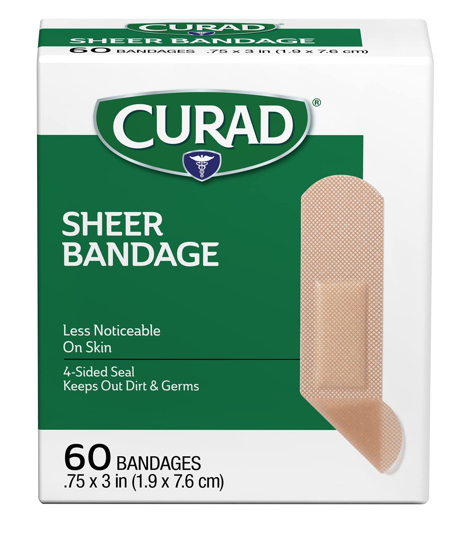 Curad Sheer 3/4 x 3, 60 count (Pack of 4)