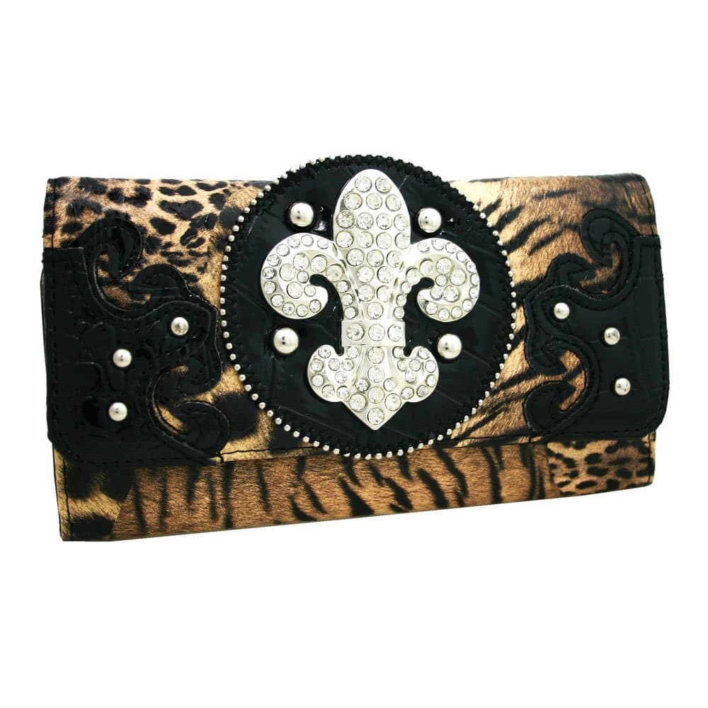 Western Rhinestone Bling Fleur De Lis Wallet