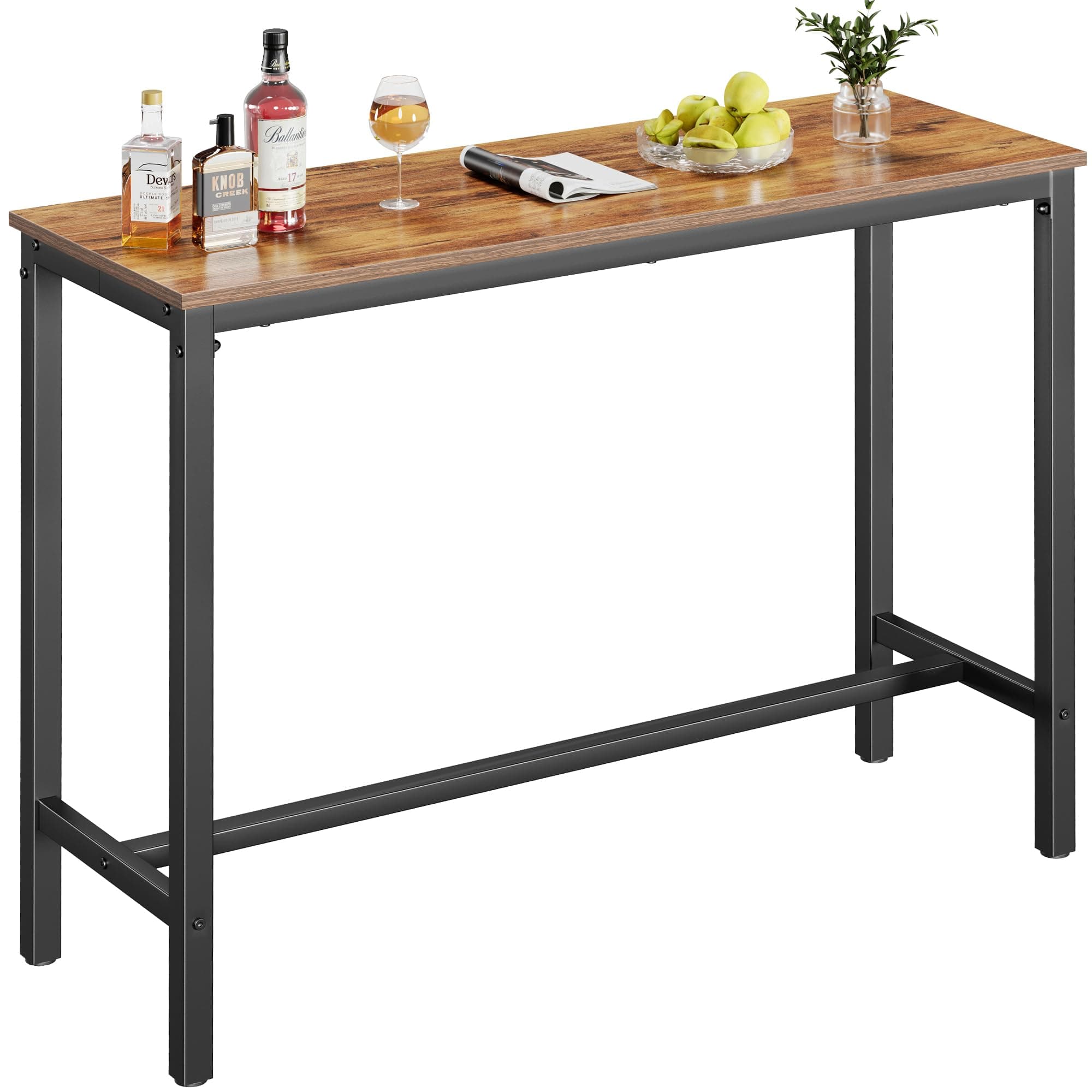 Mr IRONSTONE Bar Table, 47" Pub High Top Table Rectangular Bar Height Table Sofa Console/Dining Coffee Table, for Narrow Space, Living Room, Vintage