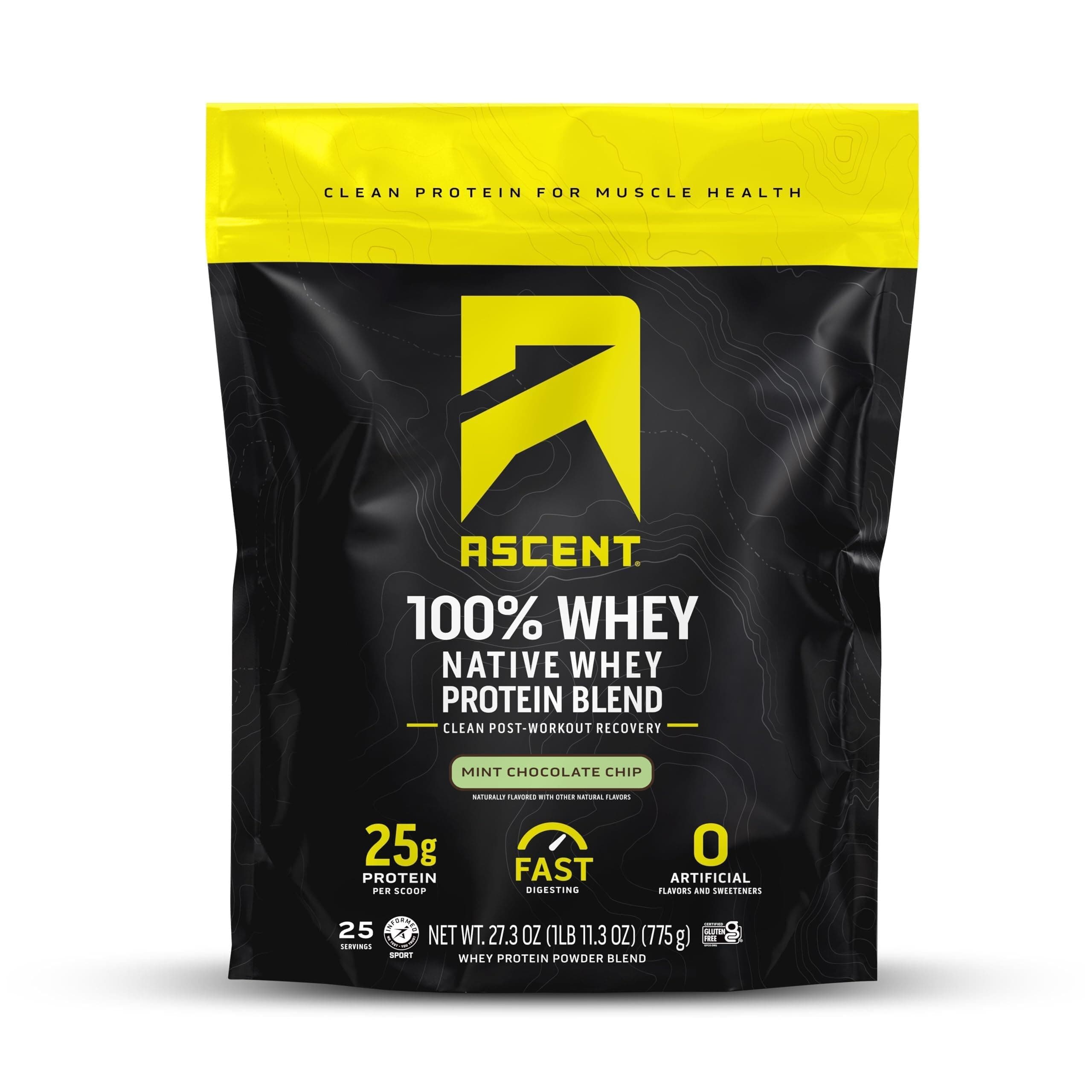 100% Whey Protein Powder - Post Workout Whey Protein Isolate, Zero Artificial Flavors & Sweeteners, Gluten Free, 5.5g BCAA, 2.6g Leucine, Military Exclusive, Mint Chocolate Chip 1.7 lb
