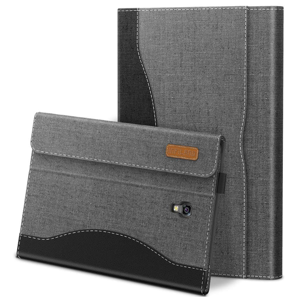INFILAND Galaxy Tab A 10.5 Case, Multi-Angle Business Cover with Back Pocket Compatible Galaxy Tab A 10.5-Inch SM-T590/T595/T597 2018 Release Tablet (Support Auto Wake/Sleep), Gray