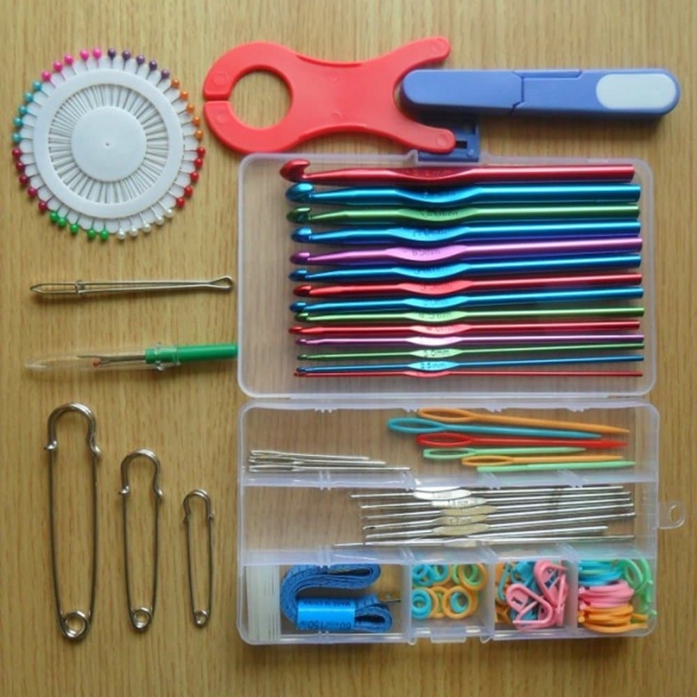 Crochet Hook Knitting Needle Set Crafts Cross Stitch Needlework Silver Crochet Metallic Crochet Weaving Tools Sewing Needles