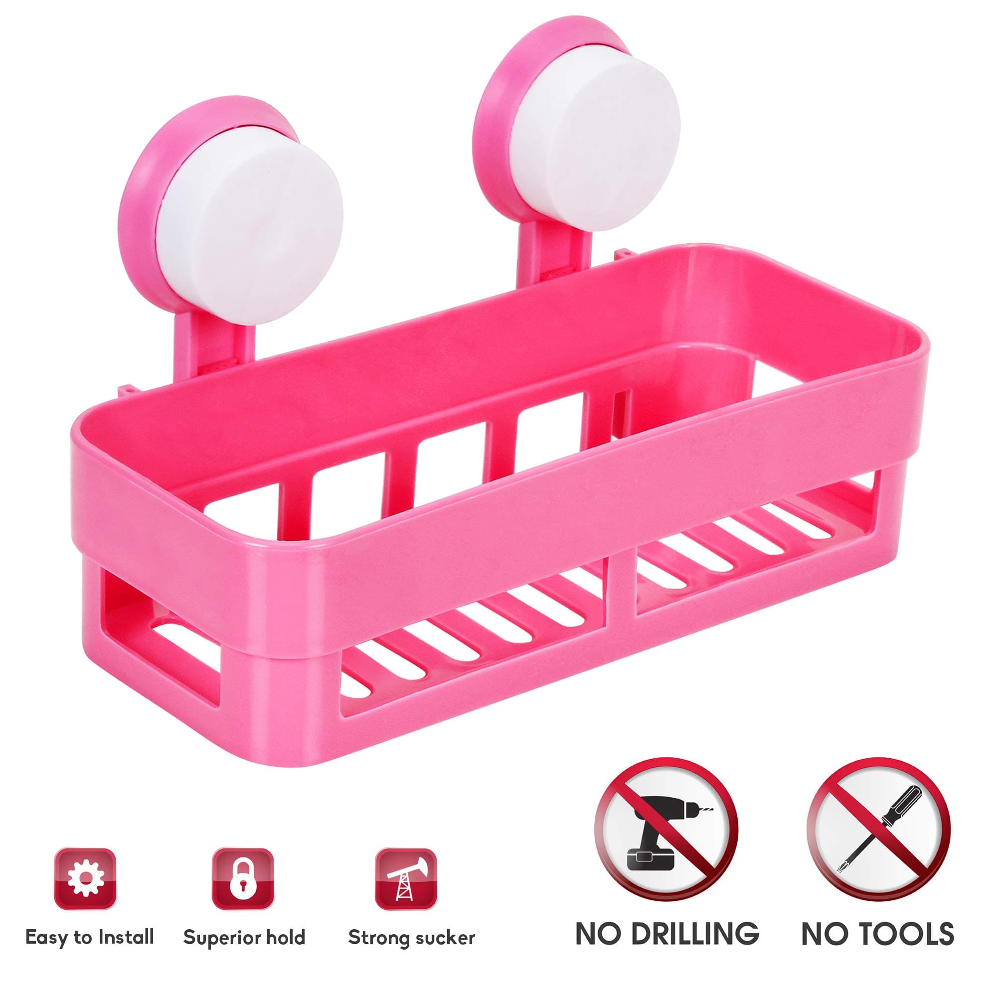 PRIVUS Plastic Bathroom and Kitchen Shelf with Suction Cups Wall Mount Space Saving Storage Accessories Organizing Rack for Home Spice Shelf (26 x 12 x 7 cm)