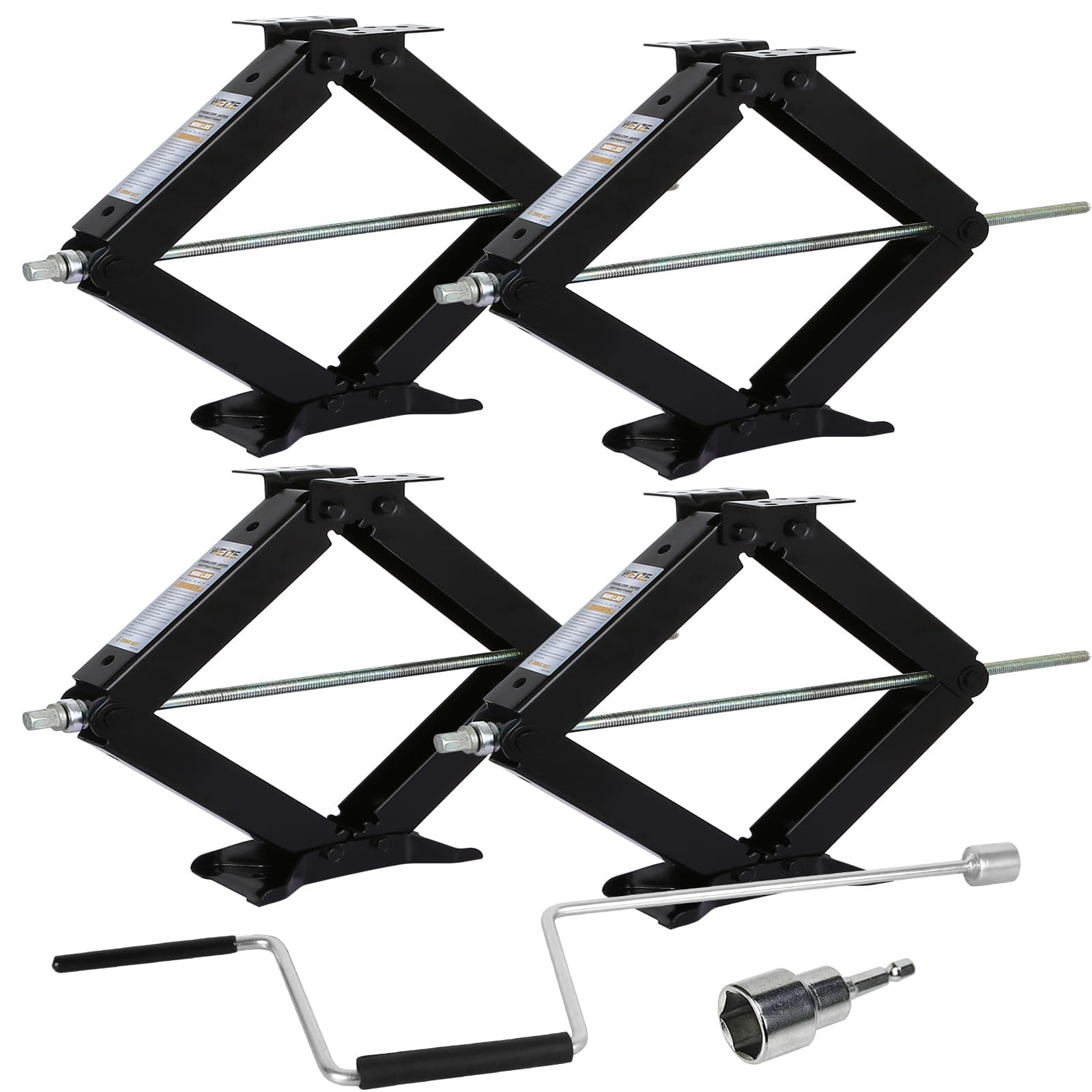 WEIZE RV Trailer Camper Stabilizer Leveling Scissor Jacks with Handle 24" 9000lbs Set of 4
