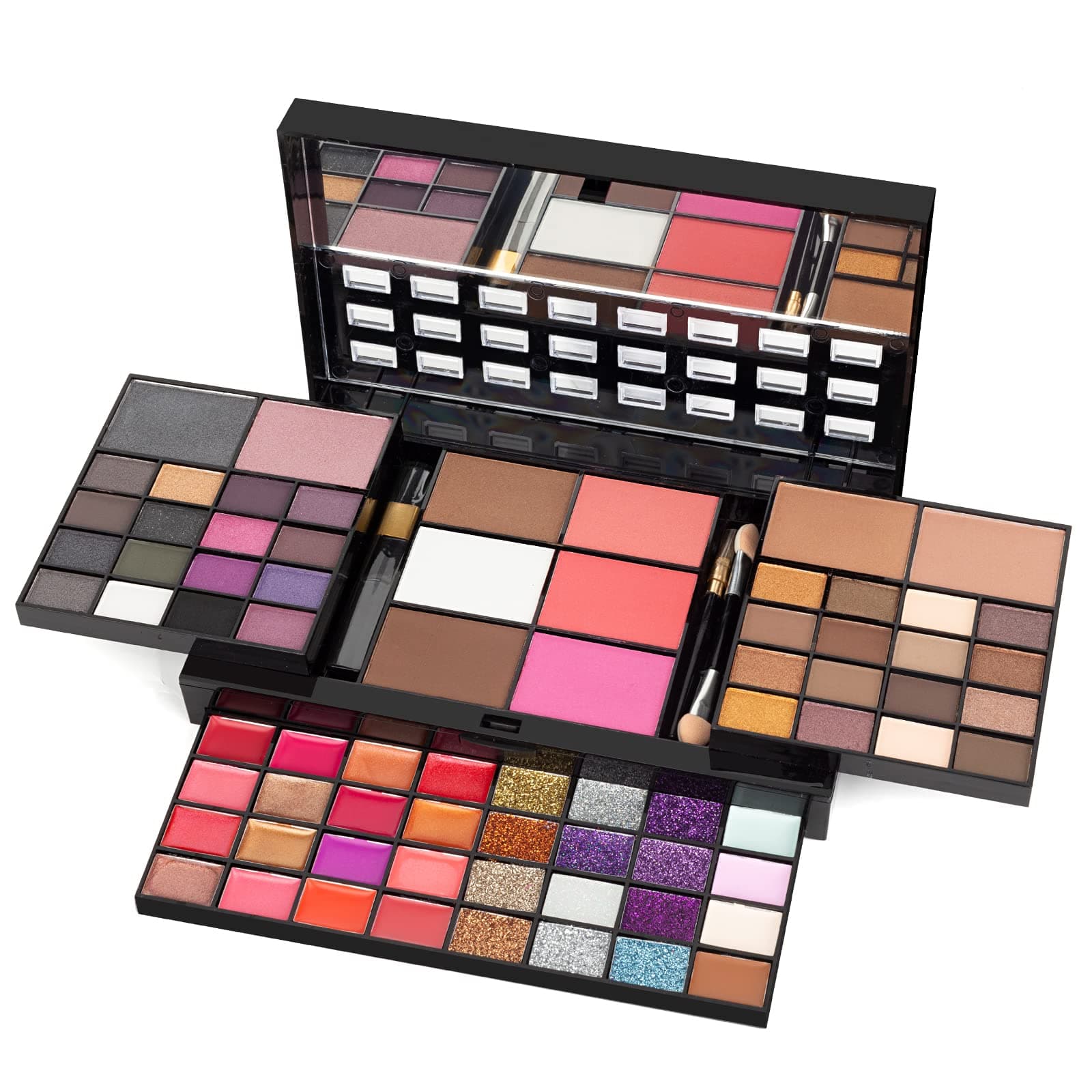 All-in-One Makeup Set - Ultimate Color Combination - 36 Eyeshadows, 28 Lip Gloss, 3 Blushes, 4 Concealers, 3 Contour Powders, 3 Brushes, 1 Mirror, 74 Colors Makeup Set Combination Palette