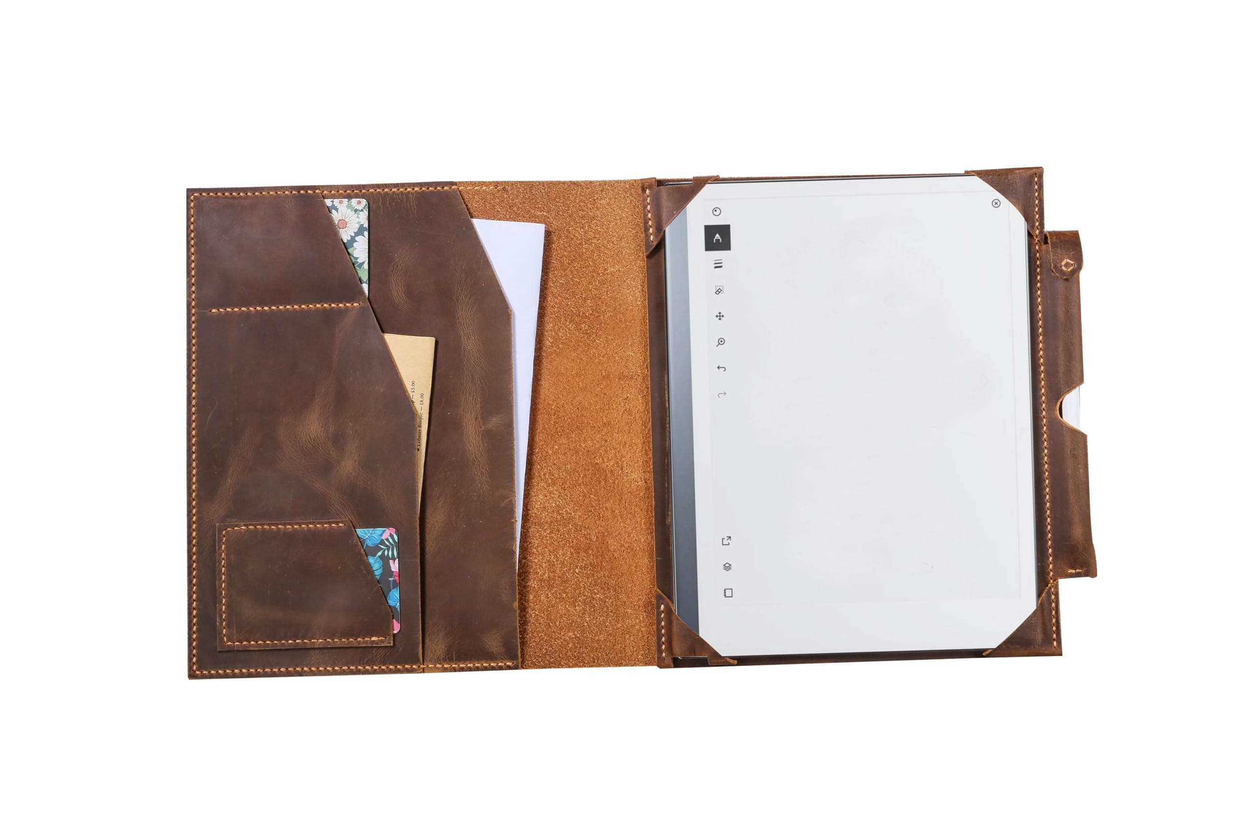 Leather case with Pen Holder for Remarkable 2,Distressed Folio Organizer for Remarkable 2 Tablet