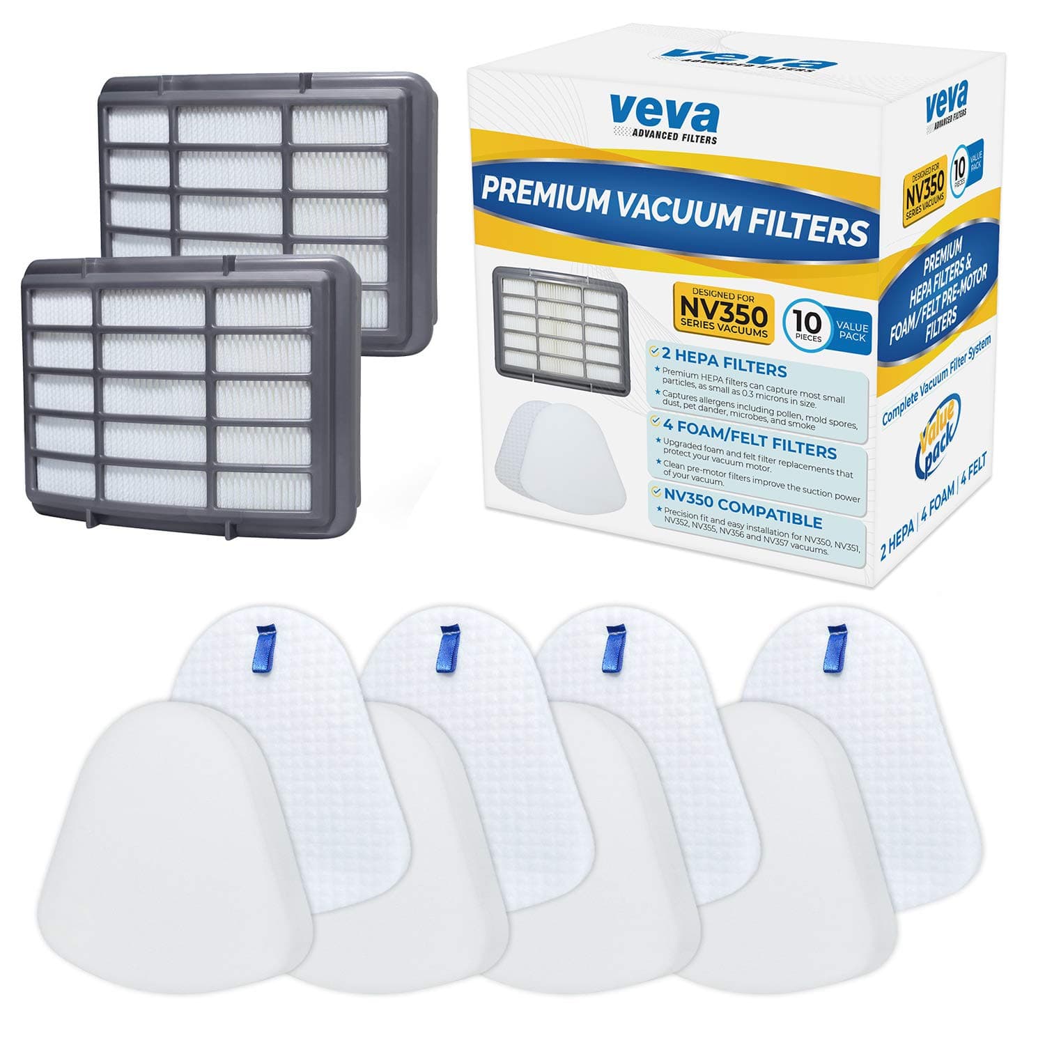 Advanced NV350 Air Purifier Filter Replacements (6-Pack) - Premium Activated Carbon Pre-Filters Compatible with Shark NV358, Honeywell HPA200, and 853460008013 Vacuum Models